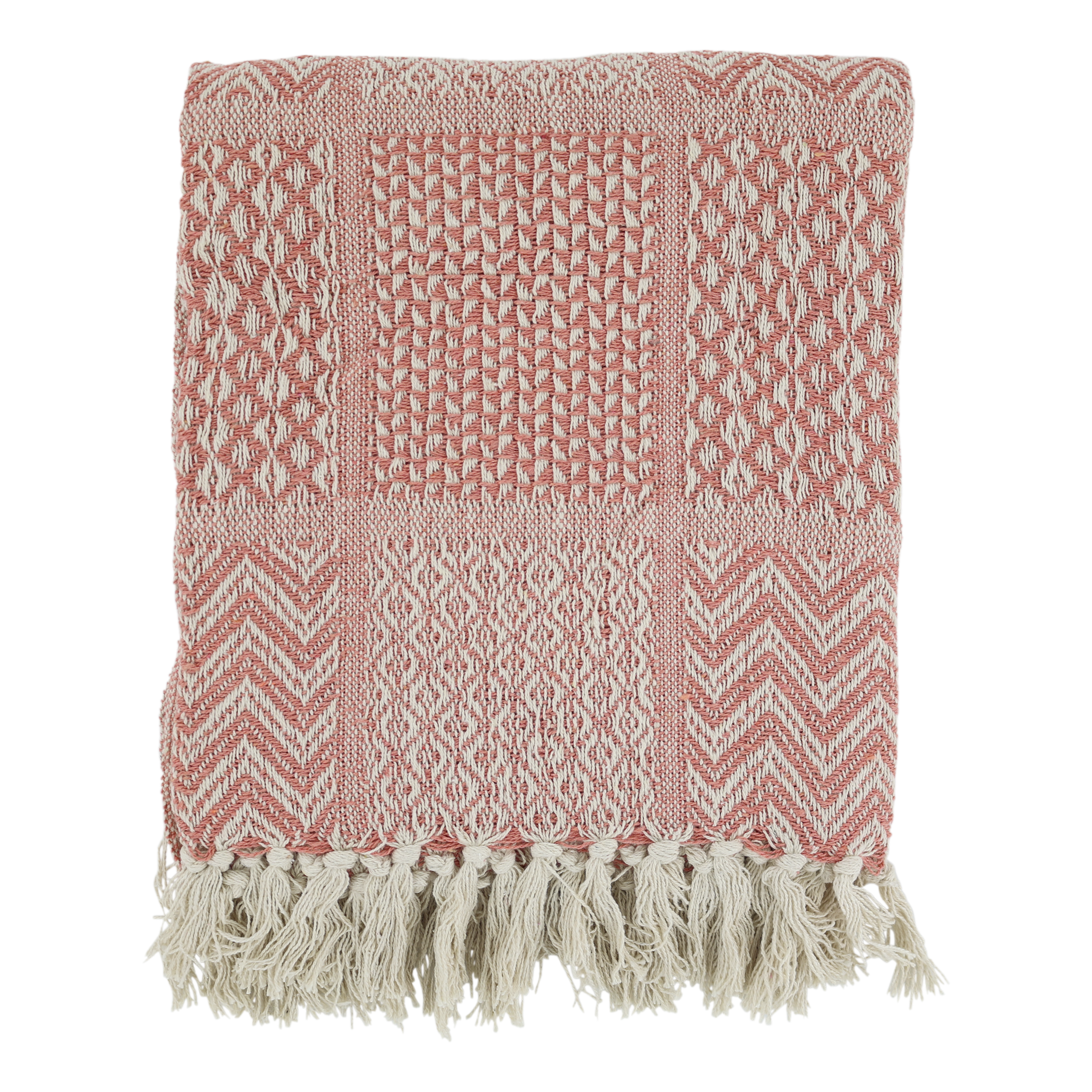 Aix Plaid Decke aus Baumwolle, 130x150 cm, Coral Blush