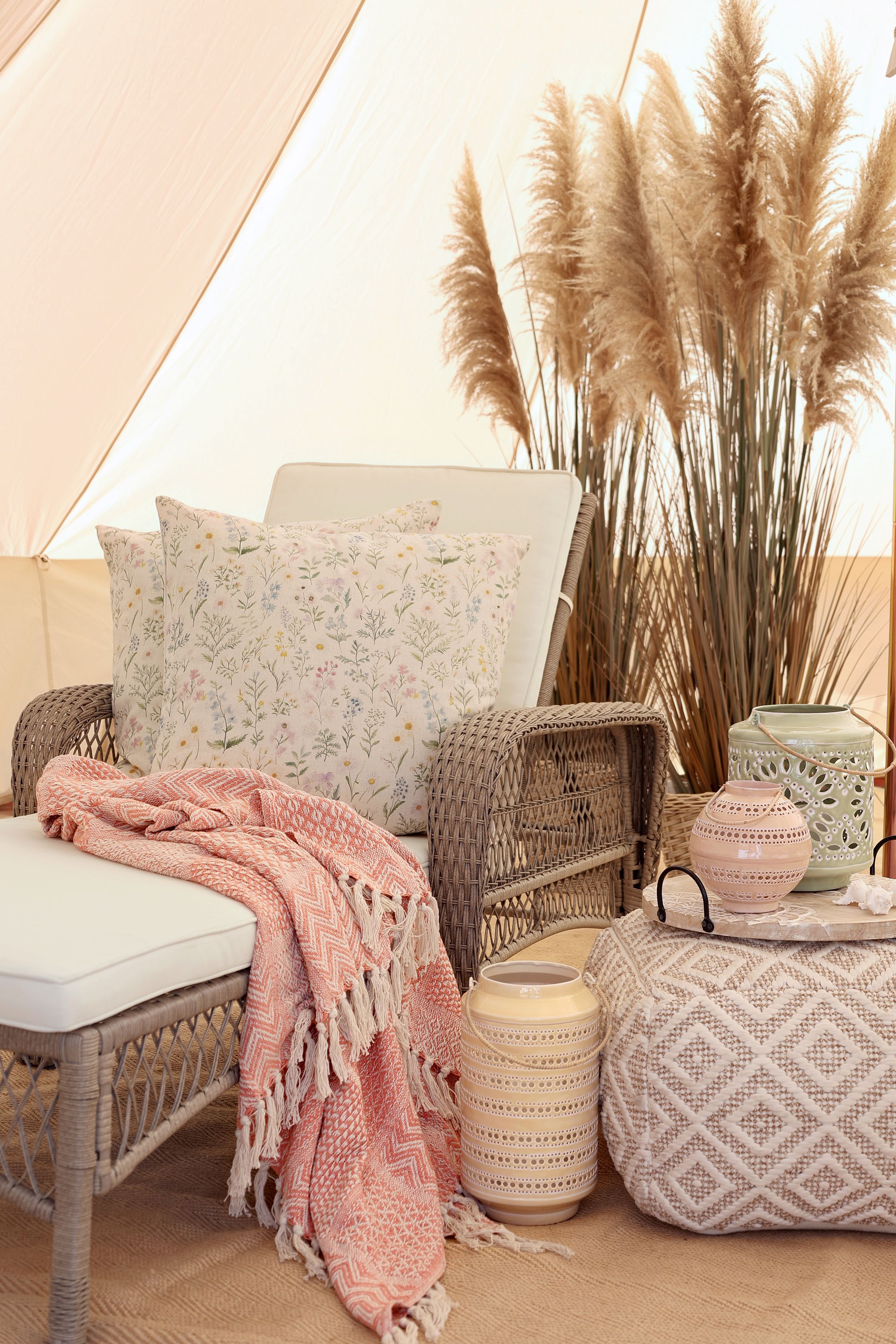 Aix Plaid Decke aus Baumwolle, 130x150 cm, Coral Blush