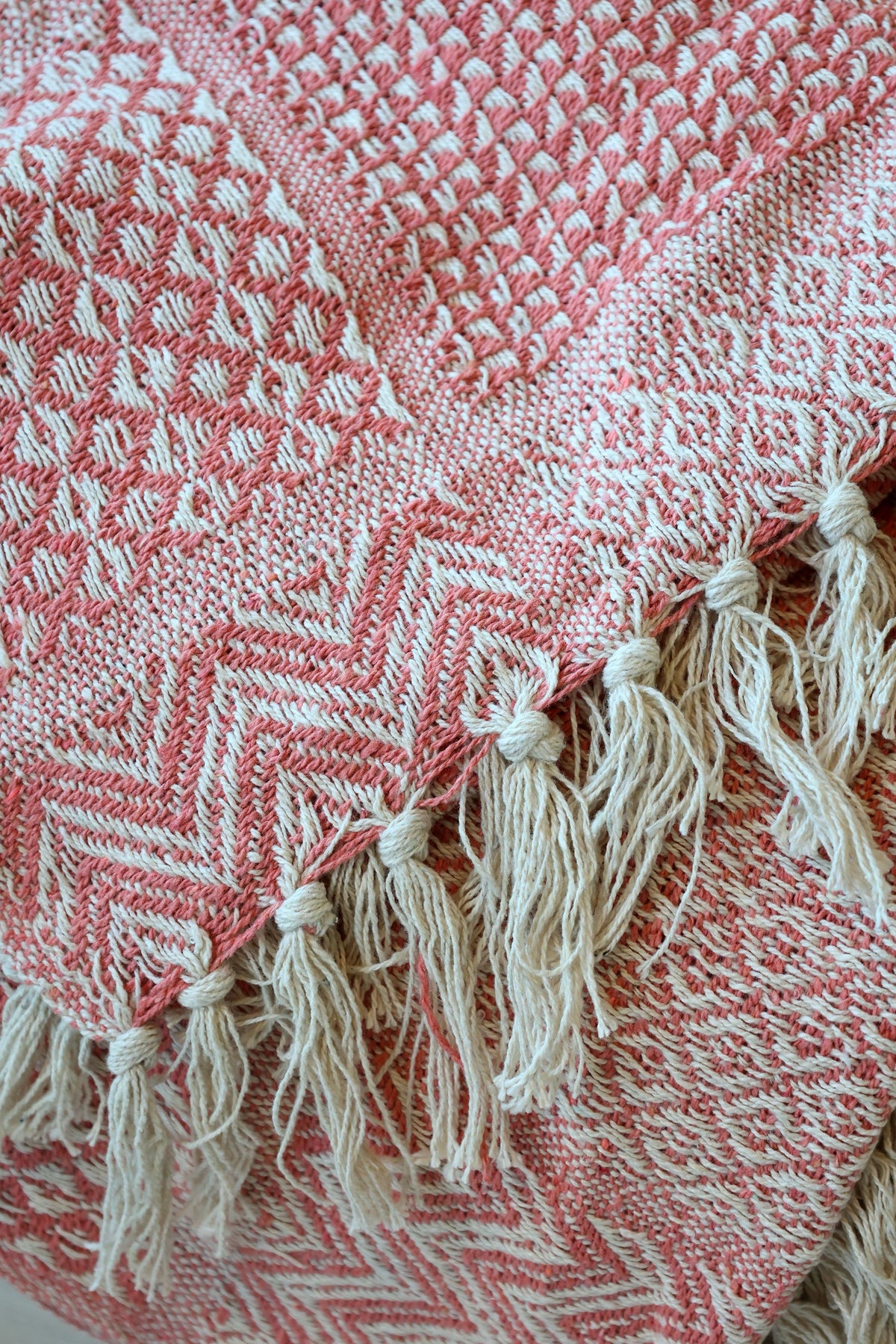 Aix Plaid Decke aus Baumwolle, 130x150 cm, Coral Blush