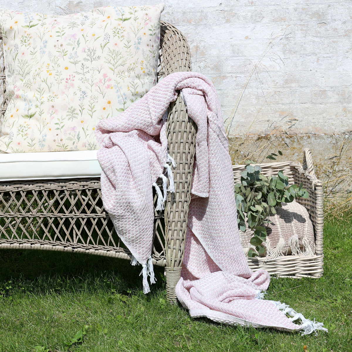 Plaid Decke Aix aus Baumwolle, 150x130 cm, rosa