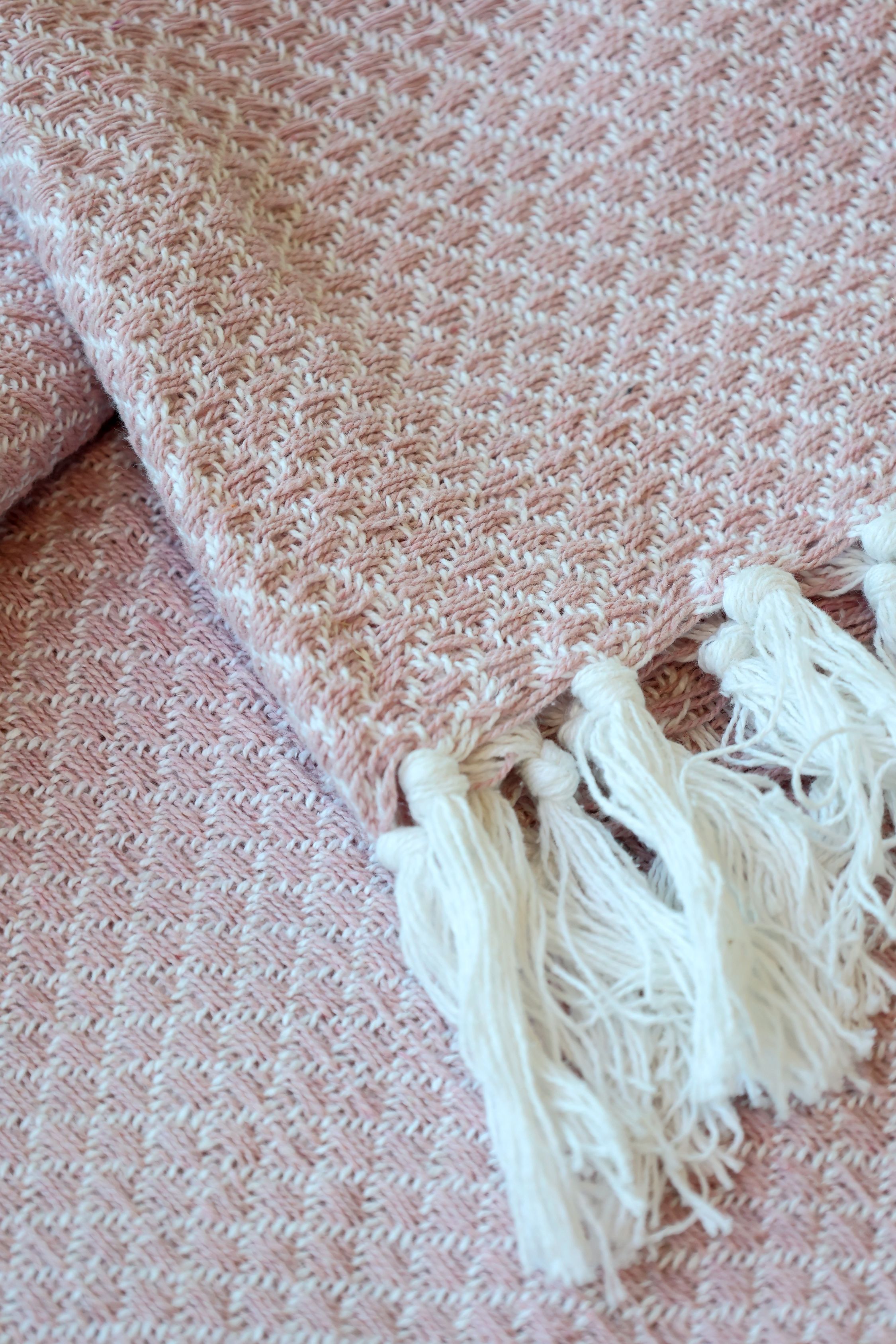 Plaid Decke Aix aus Baumwolle, 150x130 cm, rosa