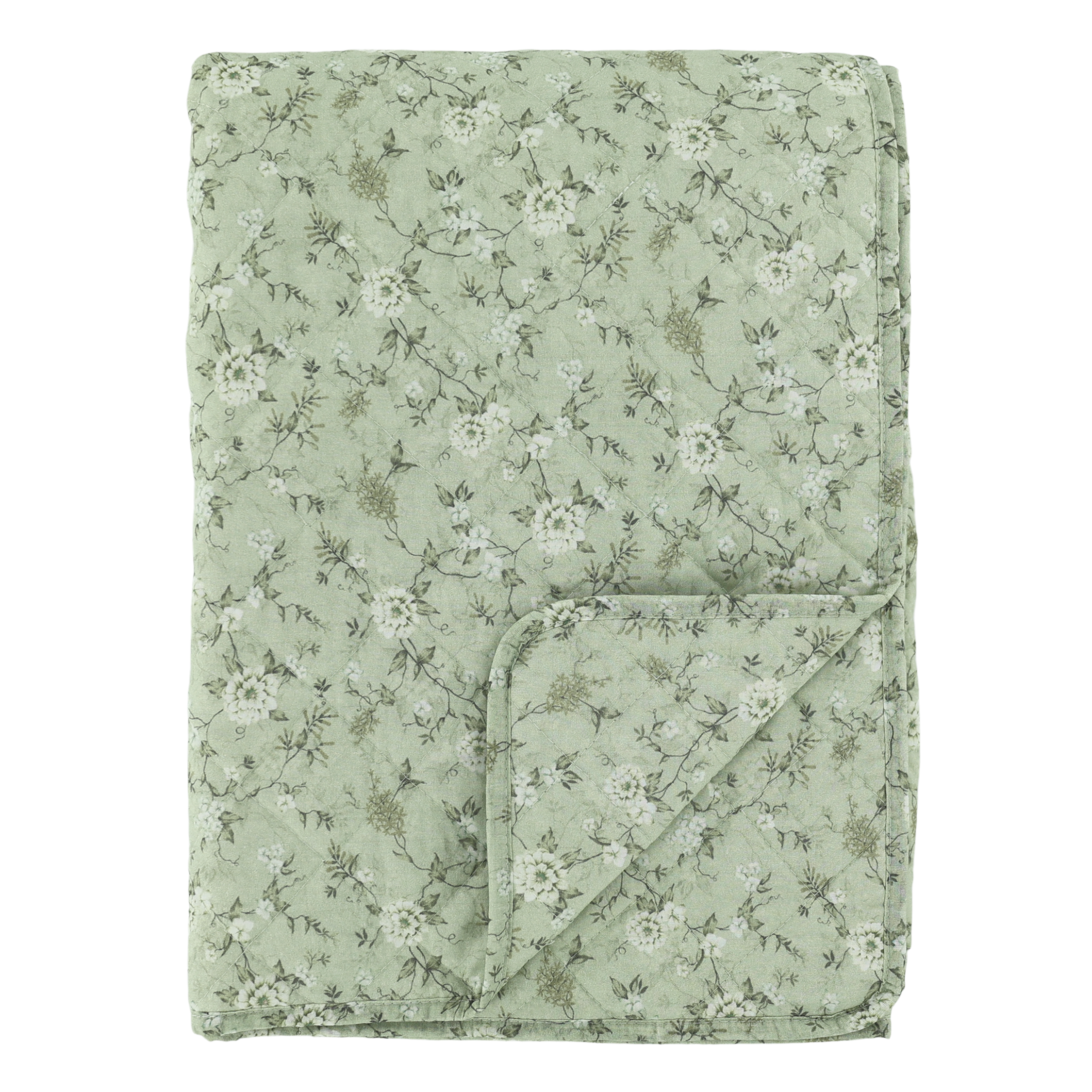 Baumwoll-Quilt mit Blumen, 130x180 cm, creme