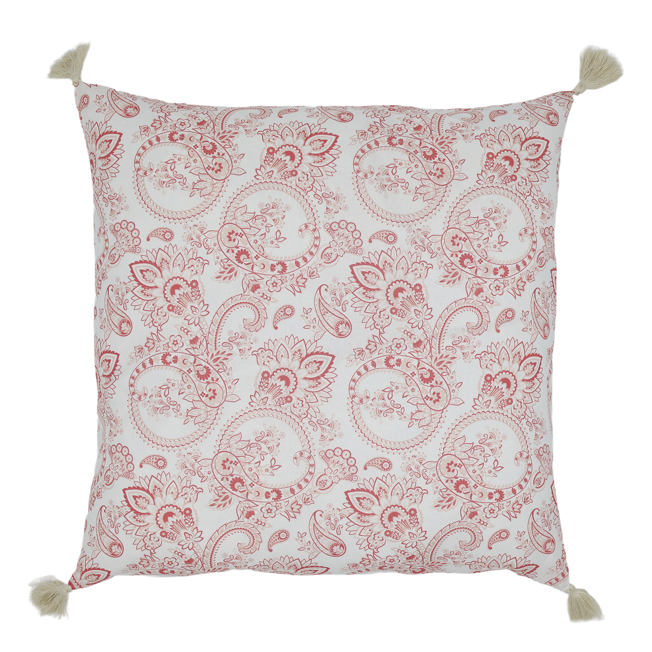 Aix Pillowcase w. tassels & paisley pattern L50/W50 cm rose and white