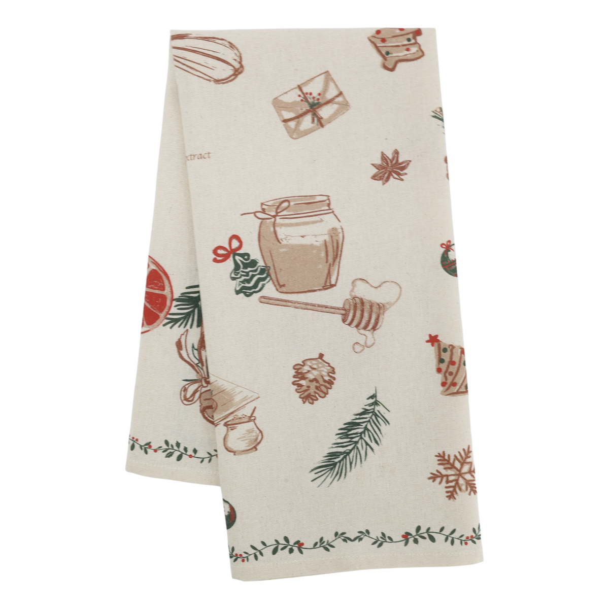 Geschirrtuch mit Weihnachtsbackmotiv, 50 cm lang, leinen