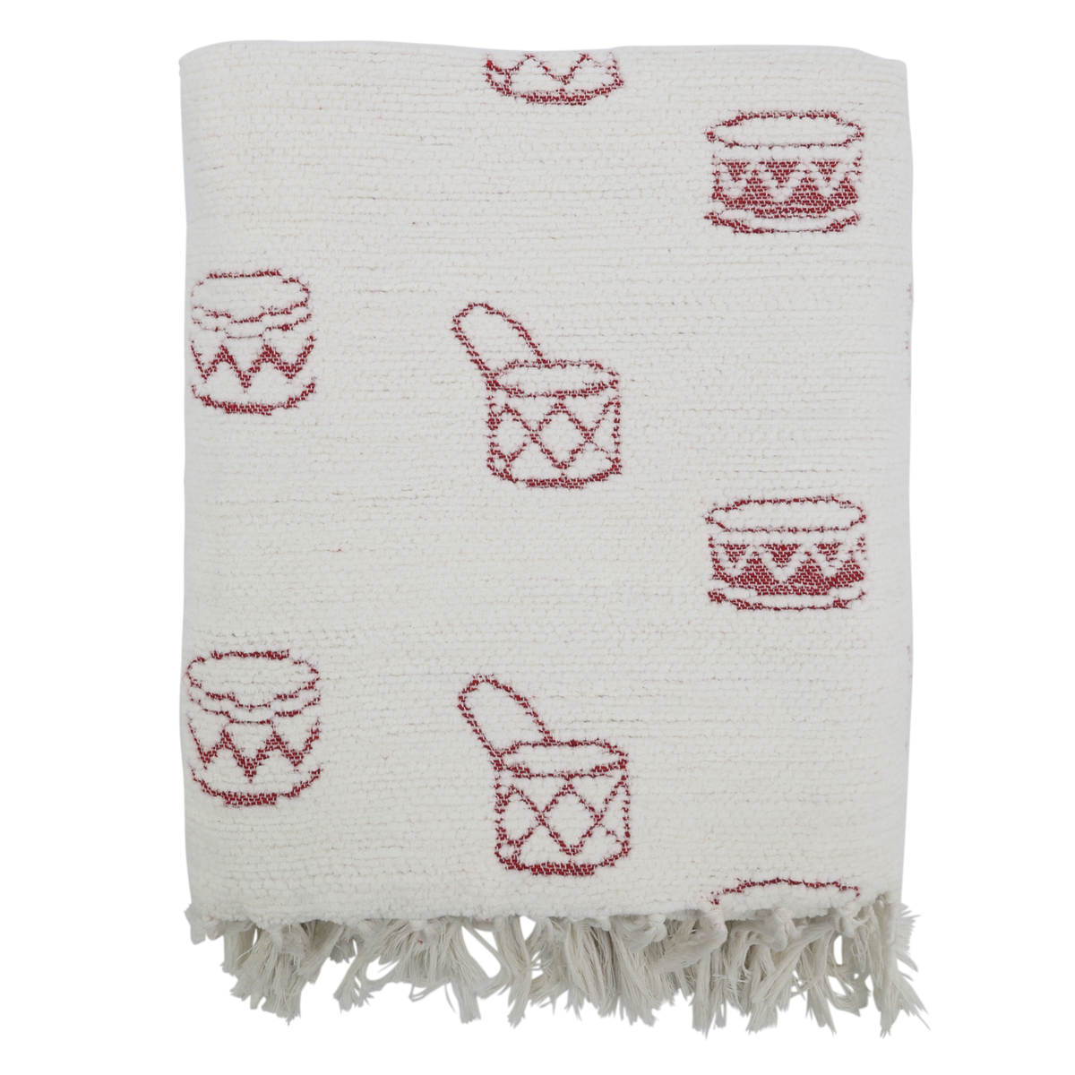 Plaid Decke aus Chenille in Creme und Cherry