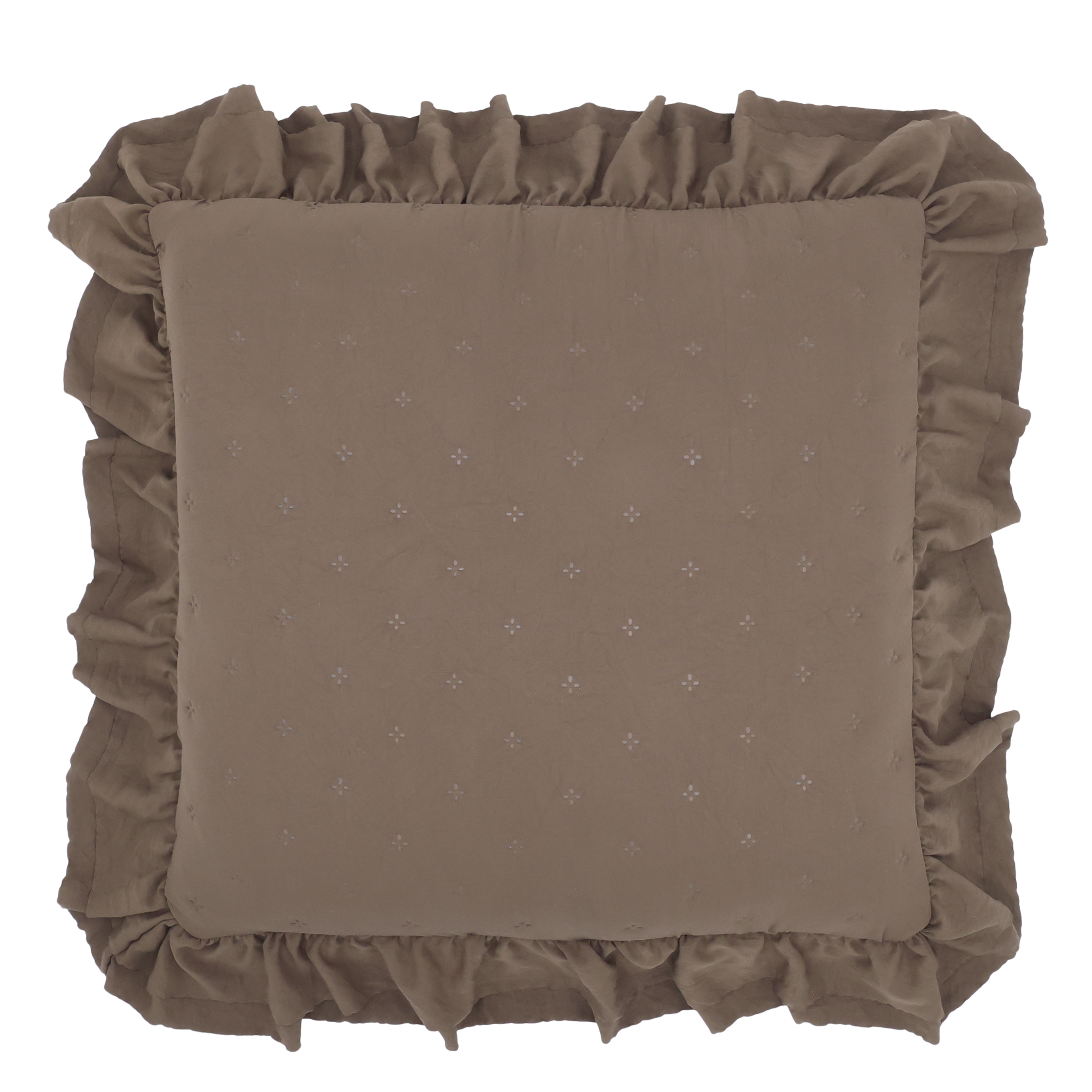 Aix Soft Pillowcase w. frilled edge L50/W50 cm walnut