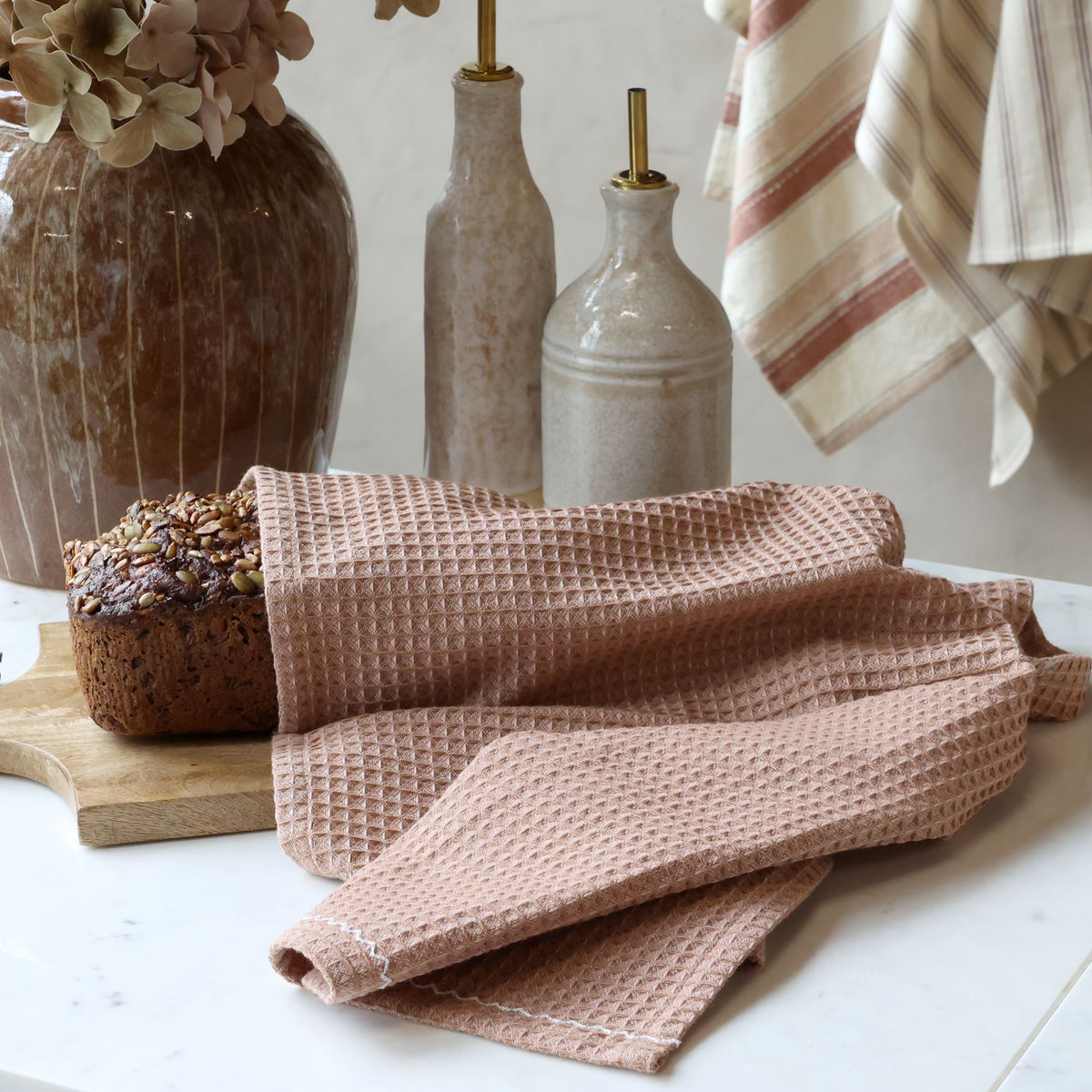 Aix Geschirrtuch Waffelstruktur 70x50 cm staubig rosa