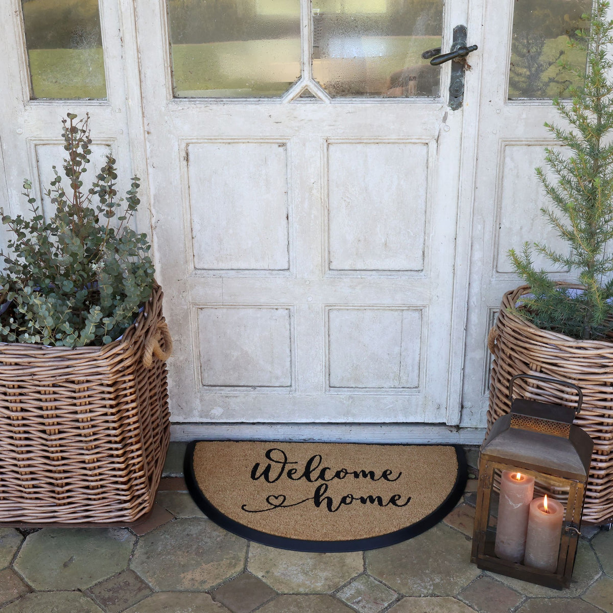 Fußmatte Welcome home aus Kokosfaser, natur, 75x45 cm