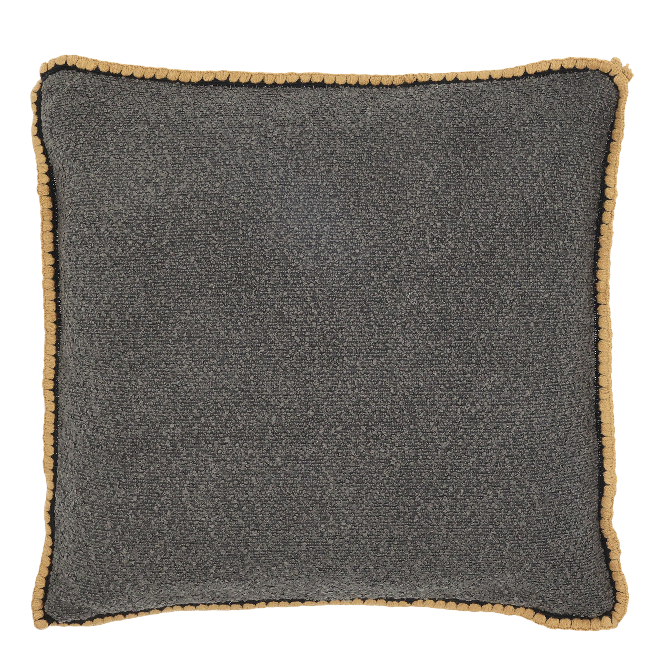 Kissenbezug Aix mit gehäkelter Kante, 50x50 cm, thunder grey