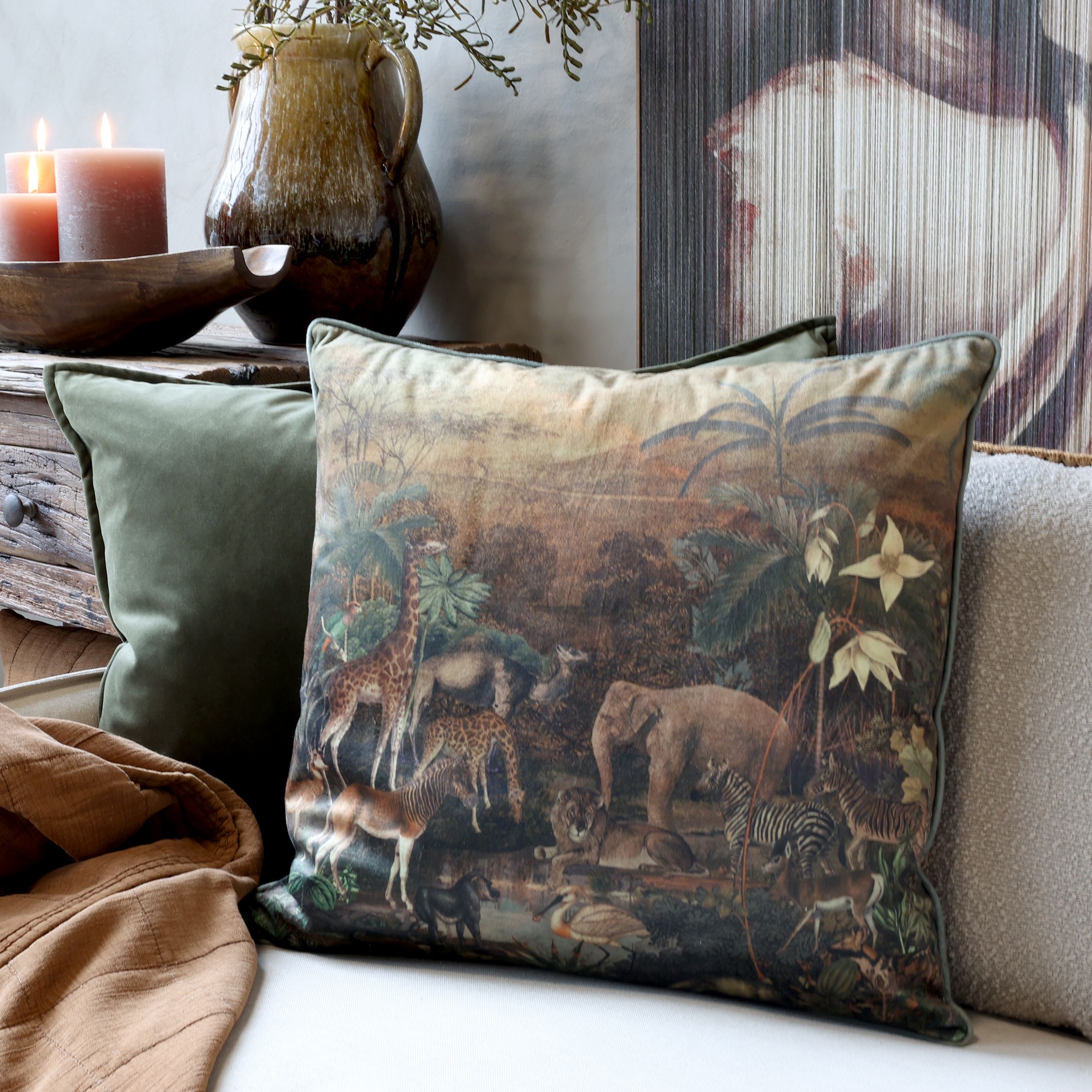 Kissenbezug 50x50 cm mit Tierdruck, mehrfarbig