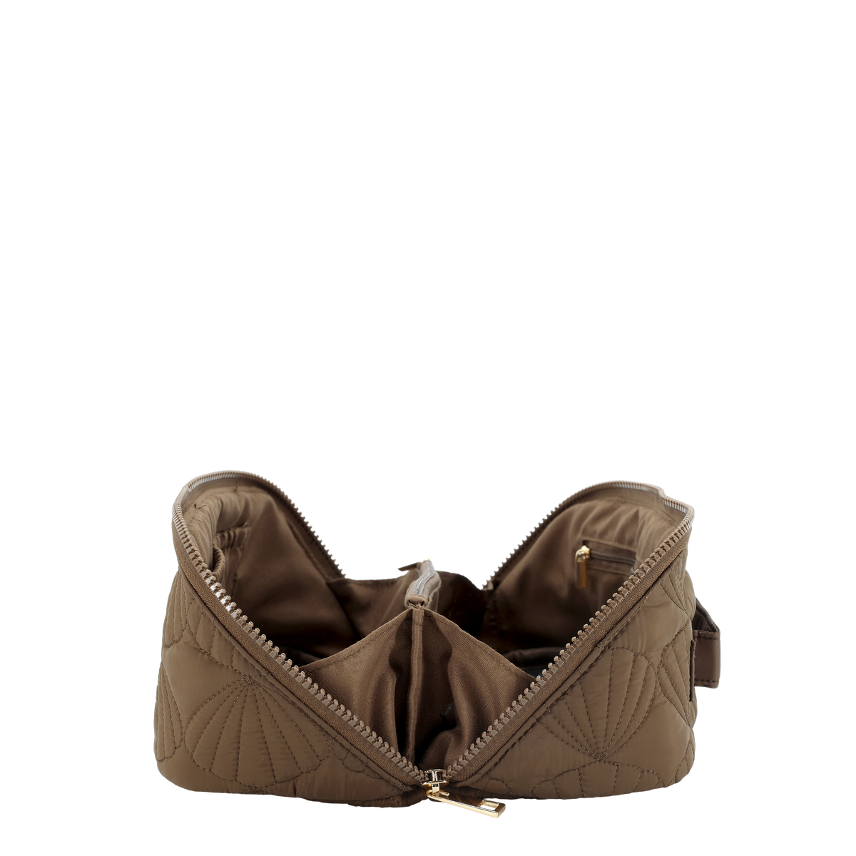 Kulturtasche mit Muschelmuster, coffee, 24 cm lang