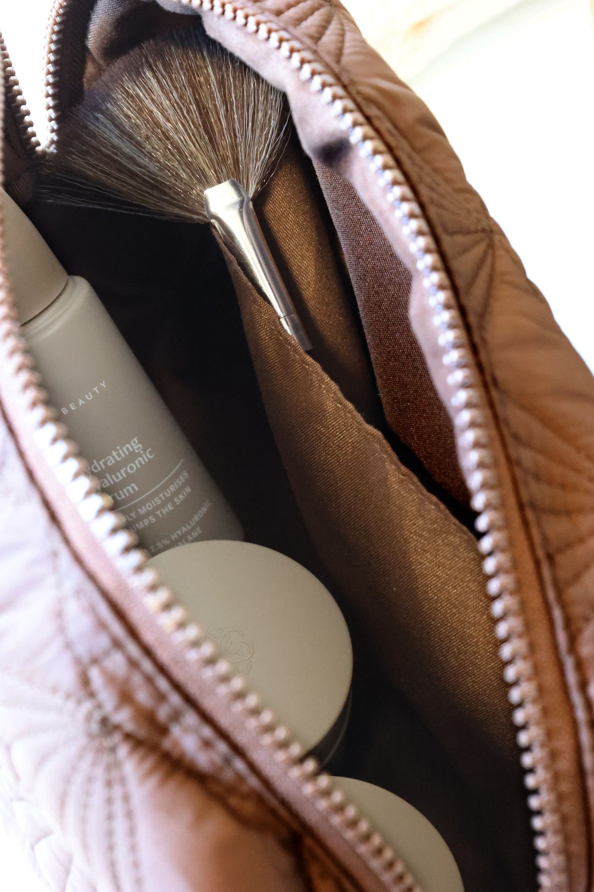 Kulturtasche mit Muschelmuster, coffee, 20 cm