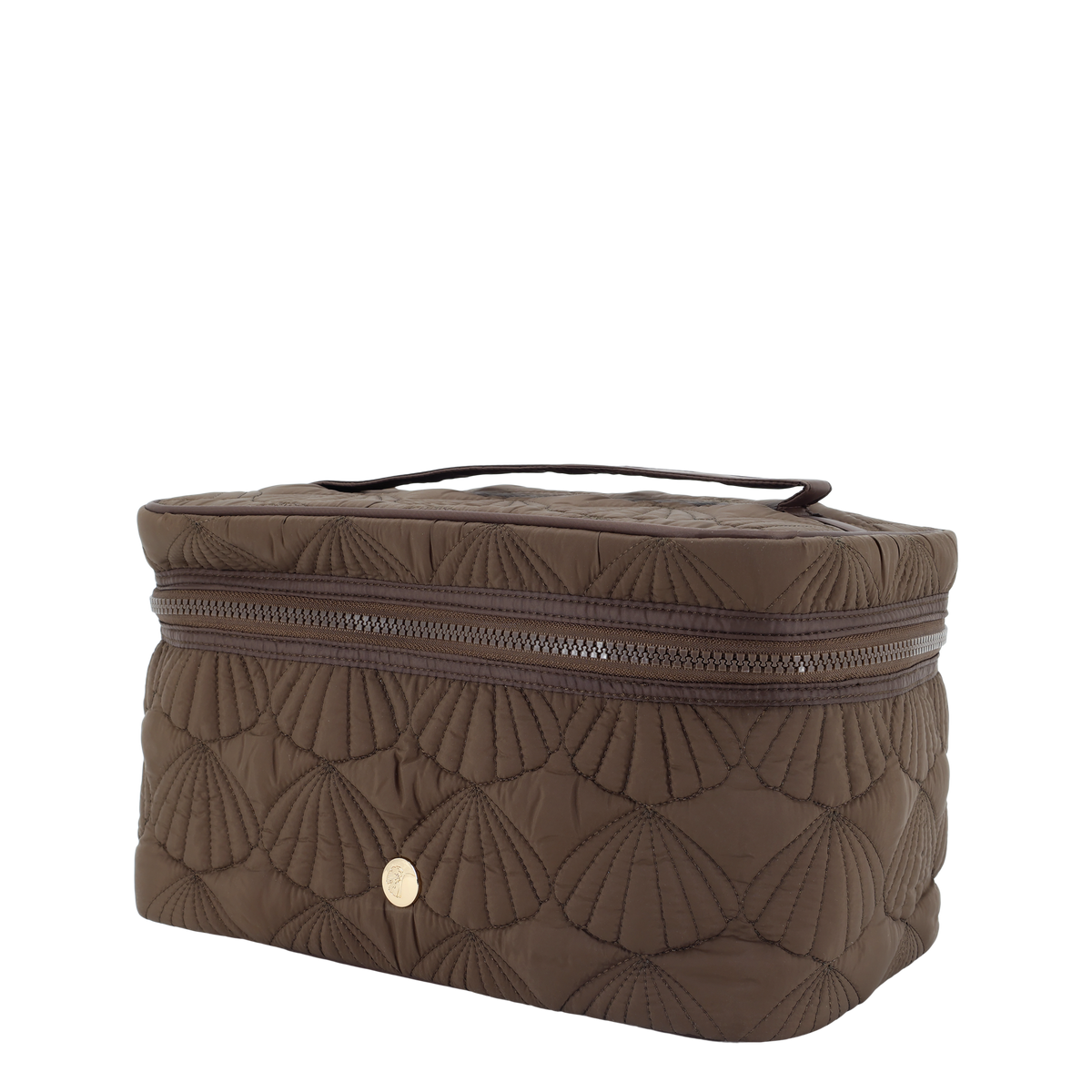 Kulturtasche mit Muschelmuster, coffee, 27 cm lang
