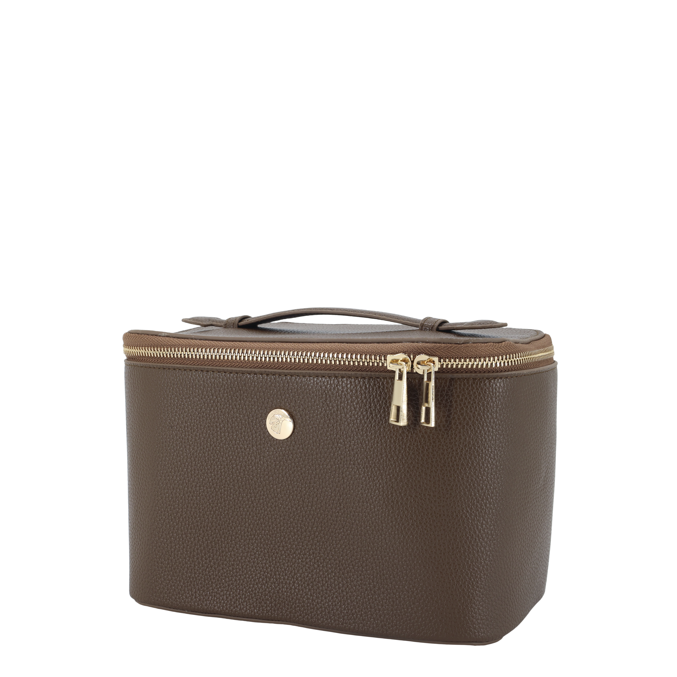 Kulturtasche coffee aus PU und Baumwolle, 22 cm lang
