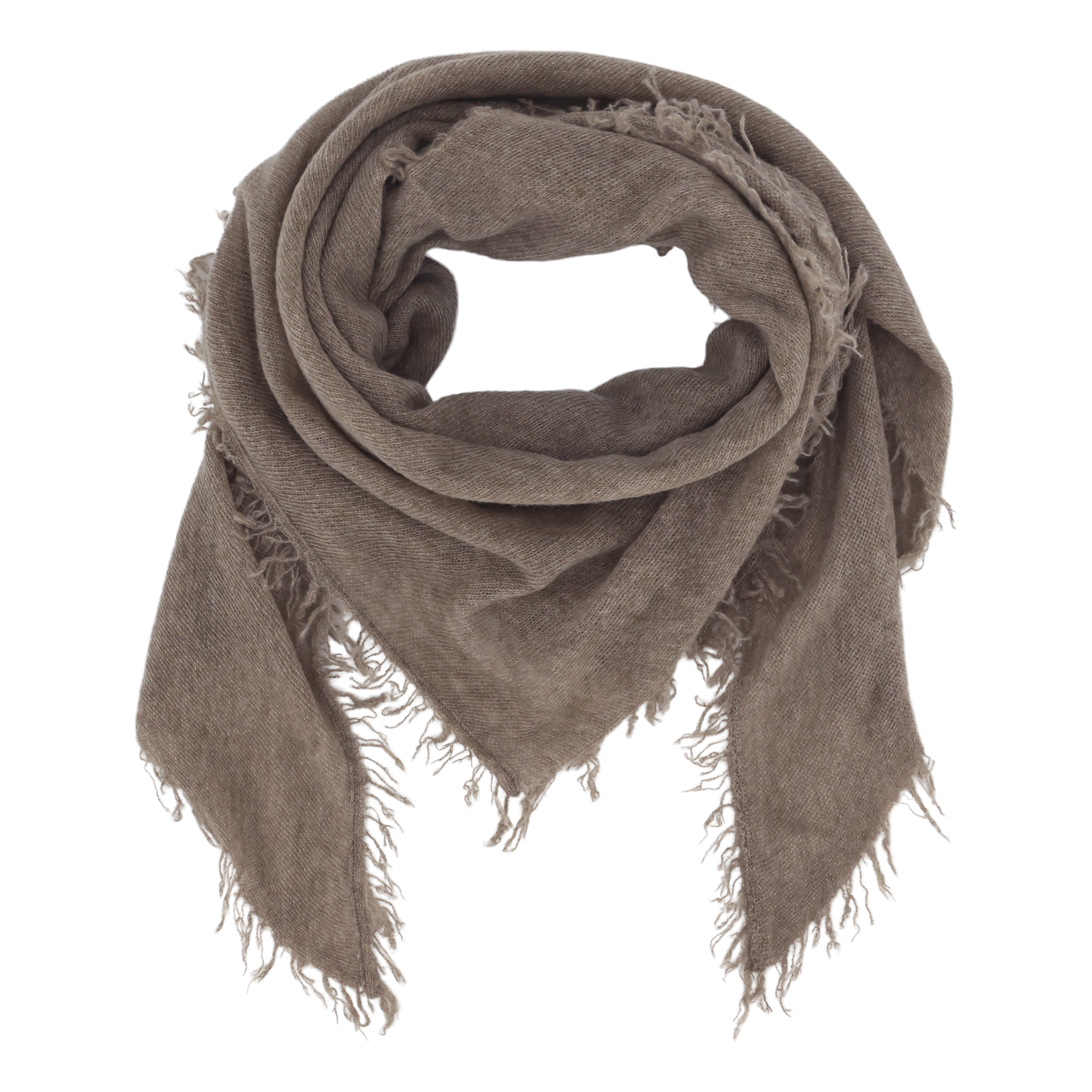 Scarf in cashmere w. fringes L100/W70 cm latte