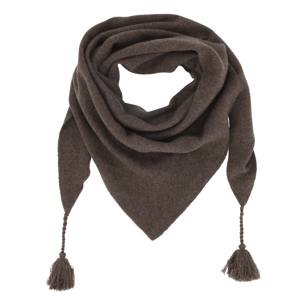 Kashmir Schal mit Quasten in Coffee, 140 cm lang