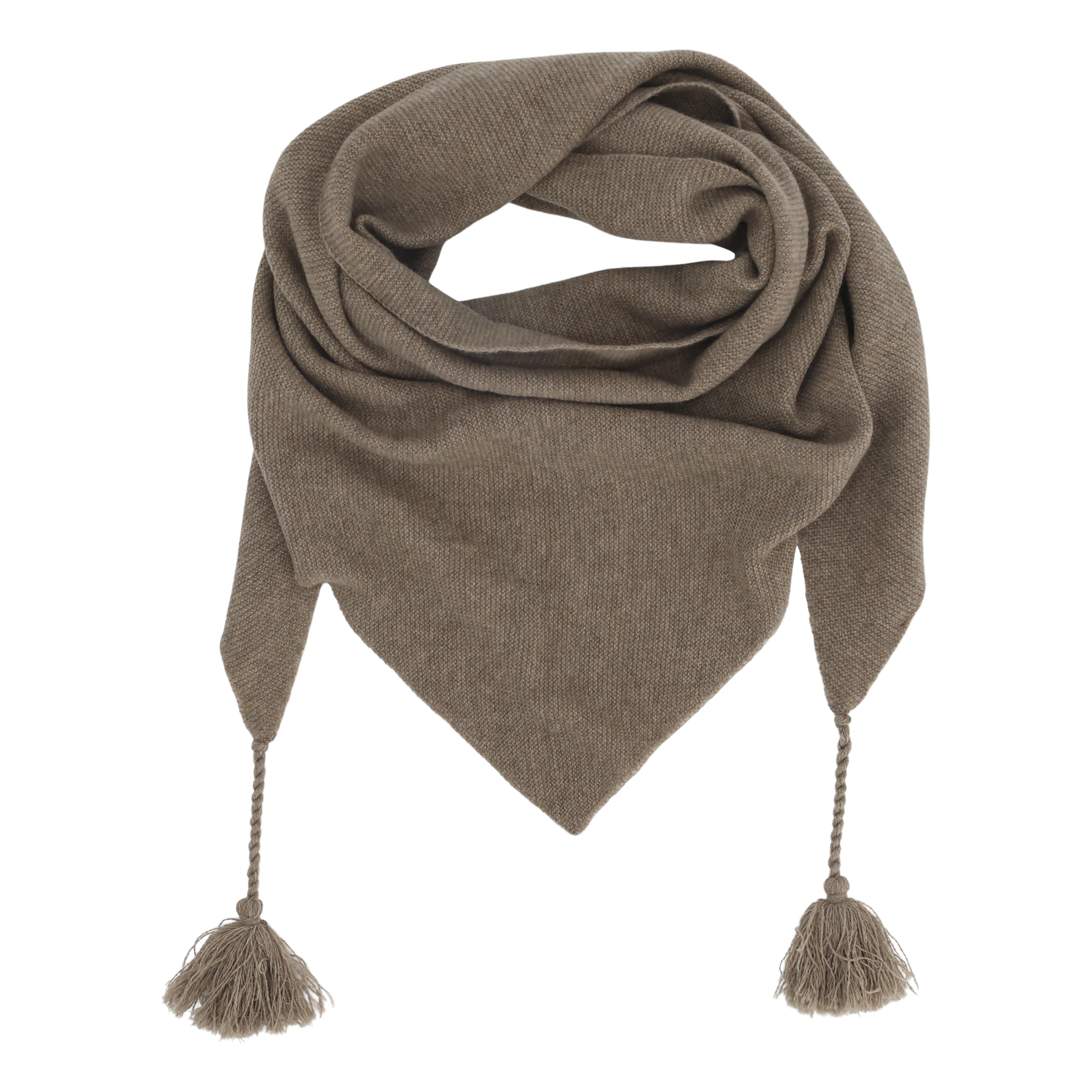 Schal aus Kashmir mit Quasten in Latte, 140 cm lang