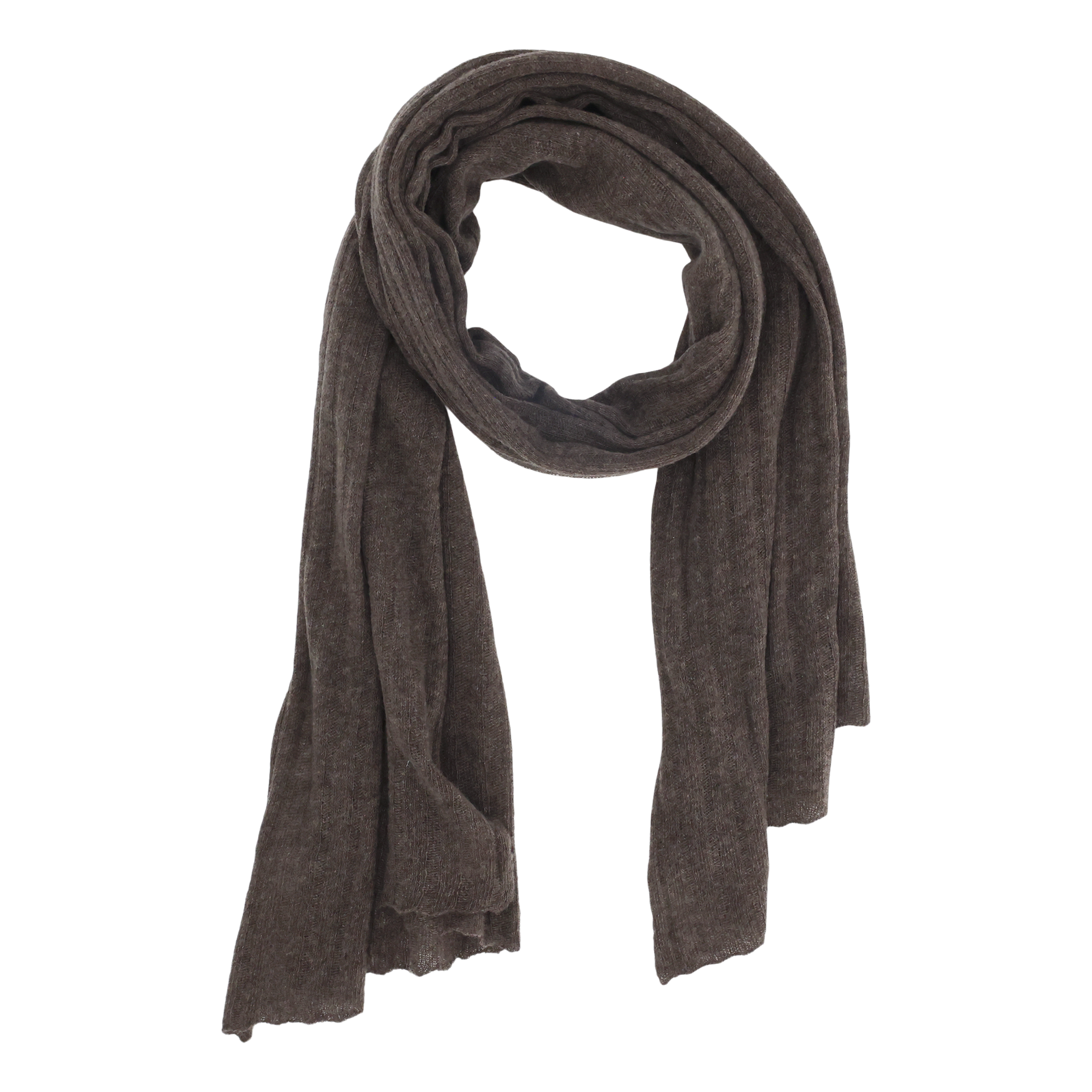Schal aus Kashmir im Zopfmuster, 160 cm lang, coffee