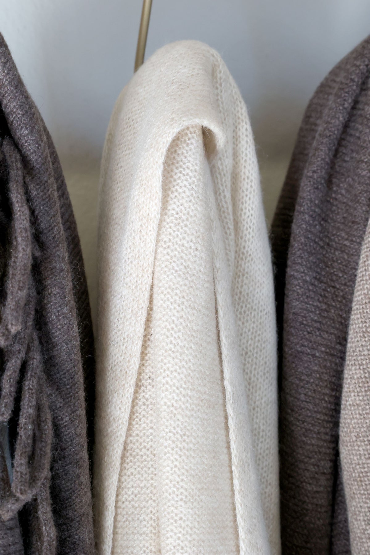 Kashmir Schal in Creme, 180 cm lang
