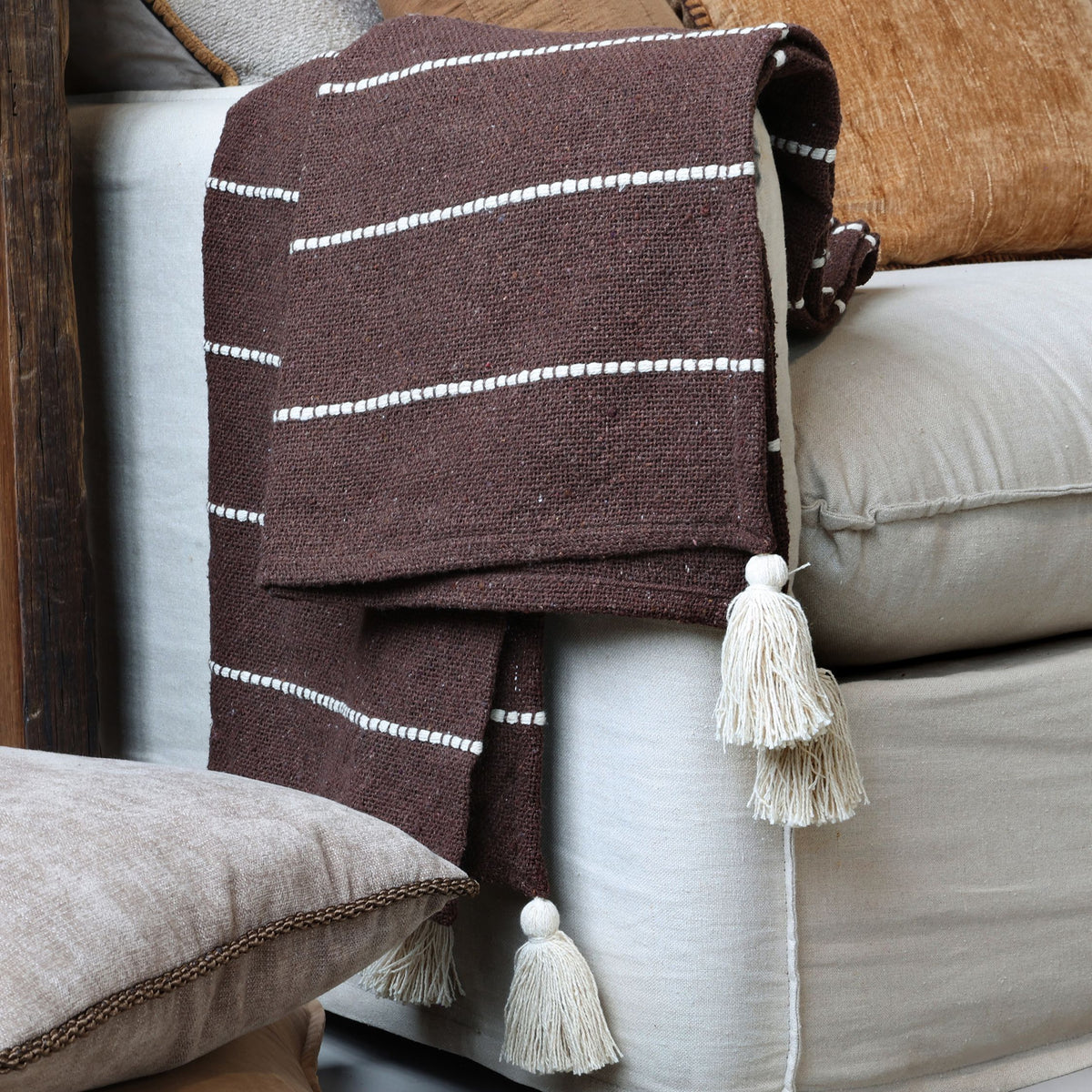 Baumwoll-Plaid Aix in Coffee – 150 x 130 cm