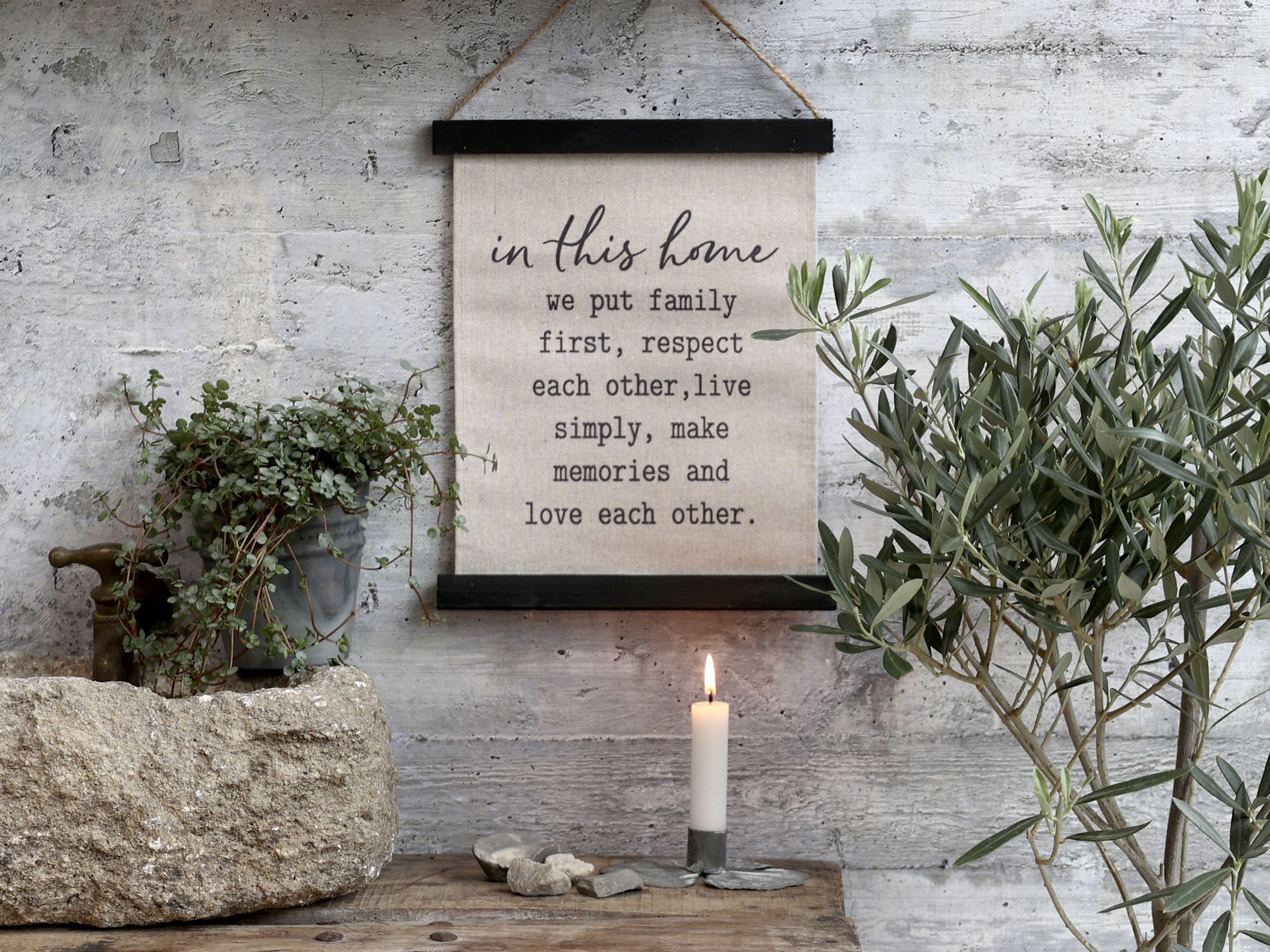 Leinwandbild mit Text, 22 x 30 cm, antique schwarz