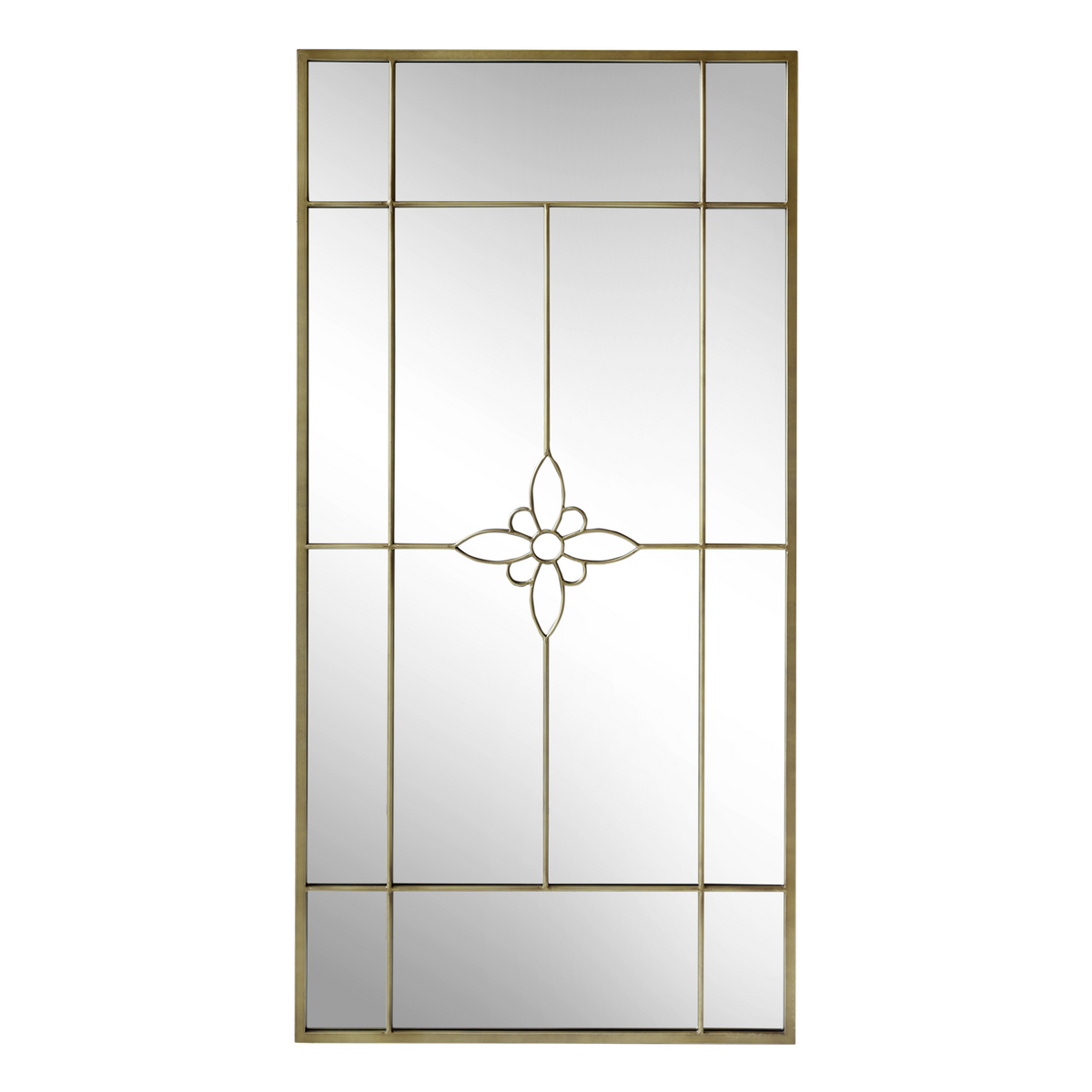 Wandspiegel mit Blumenmotiv aus Eisen und Glas, 180 cm hoch