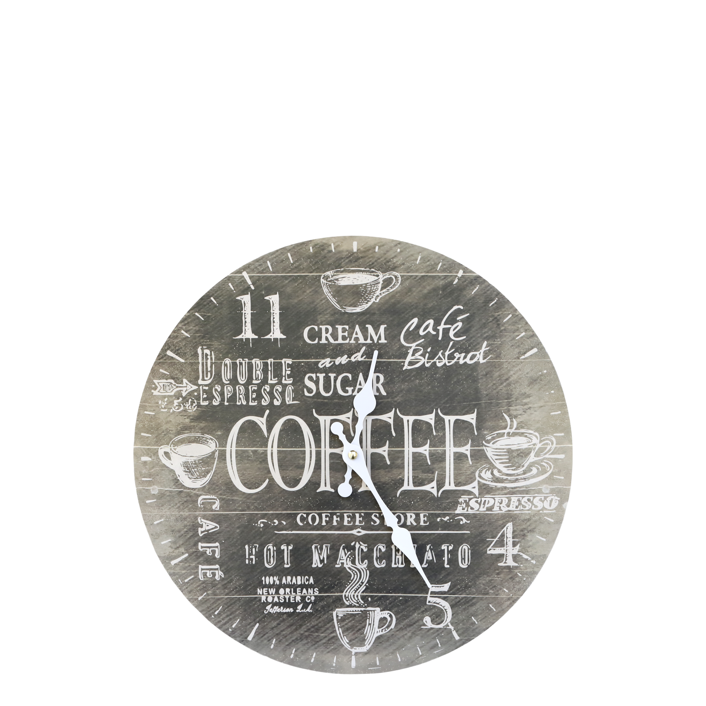Wall Clock w. coffee D34/W3 cm antique mocca