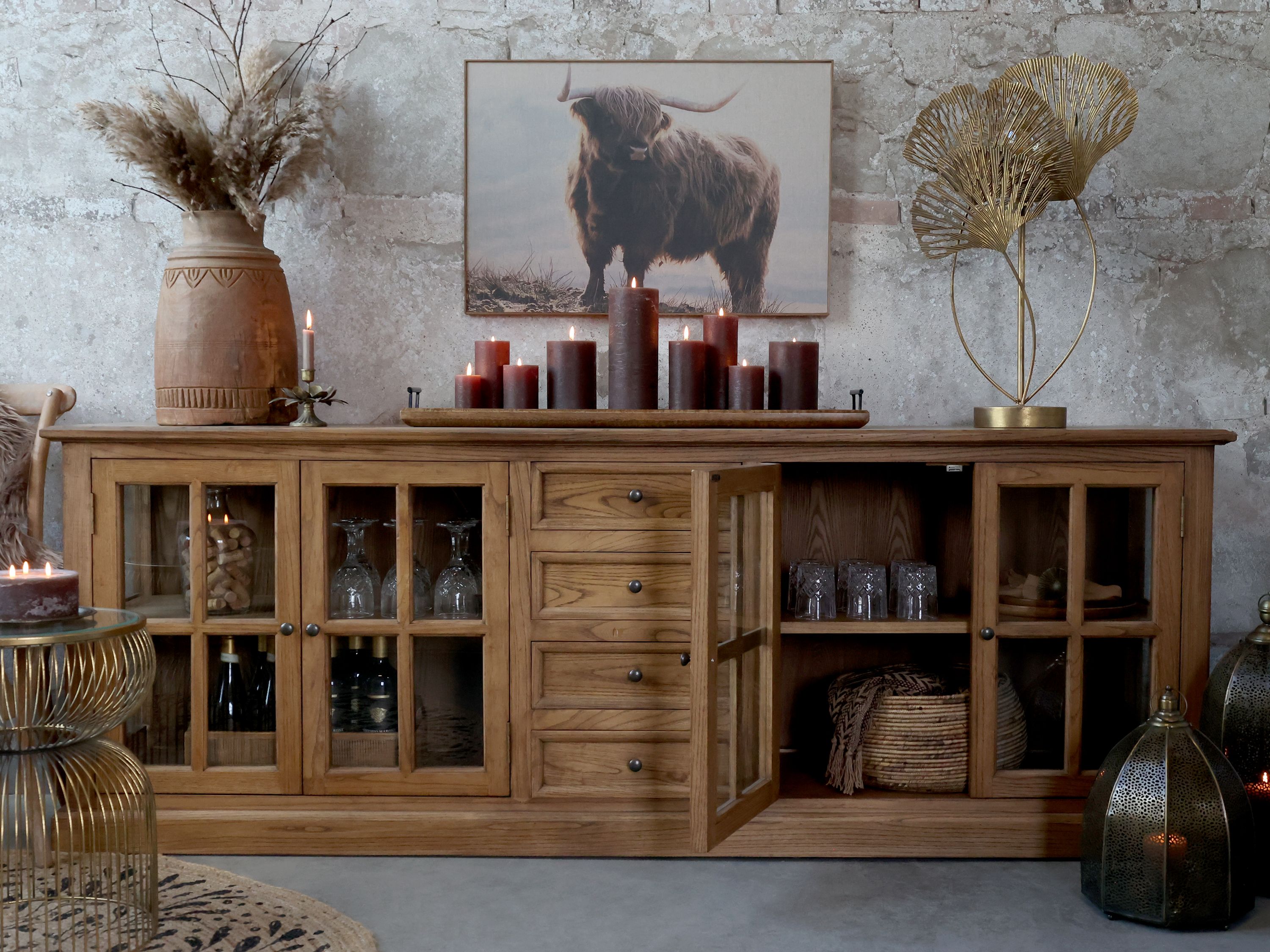 Bilderrahmen mit Stier und Naturrahmen 53x77 cm