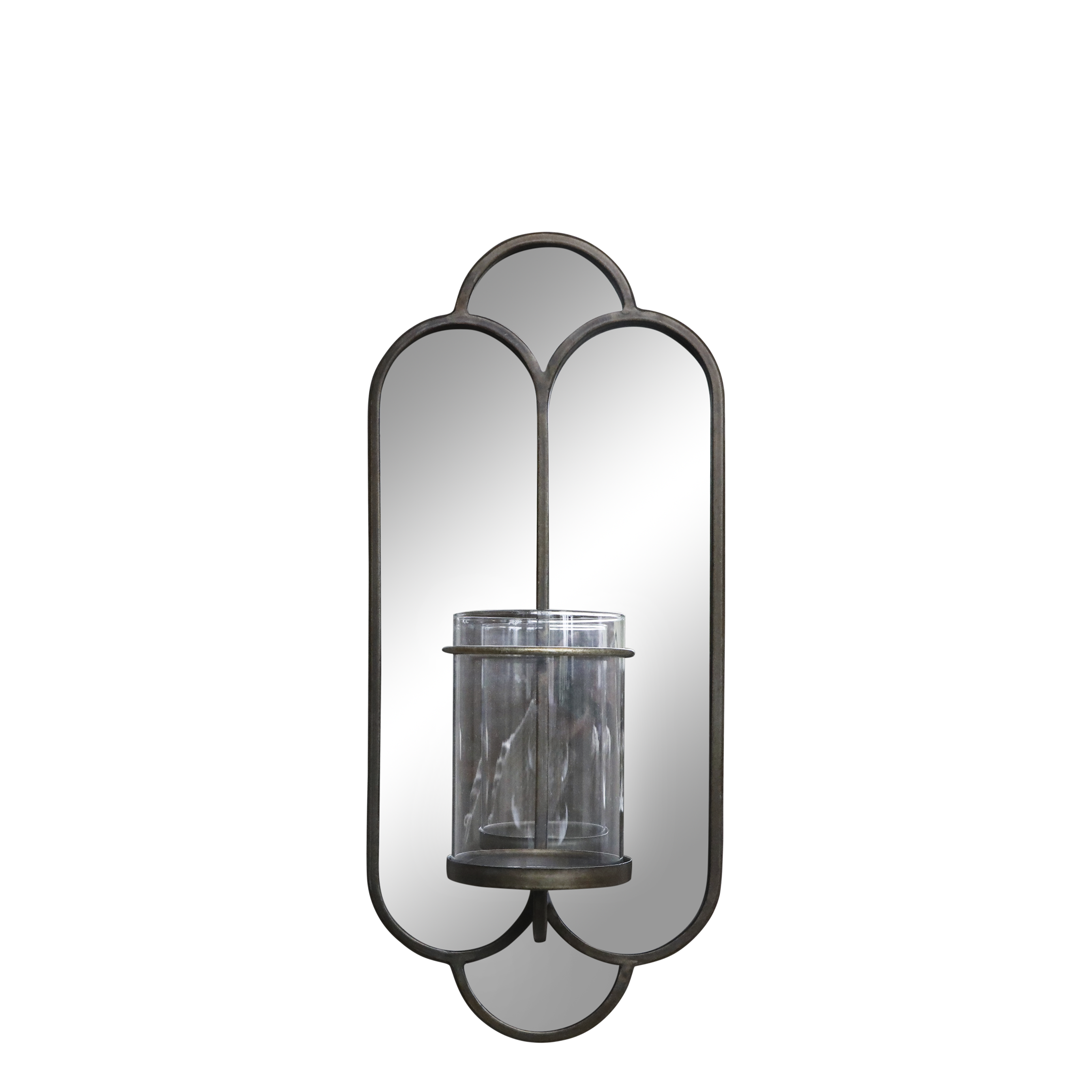 Wall Mirror w. candlestick H43/L19/W13 cm antique brass