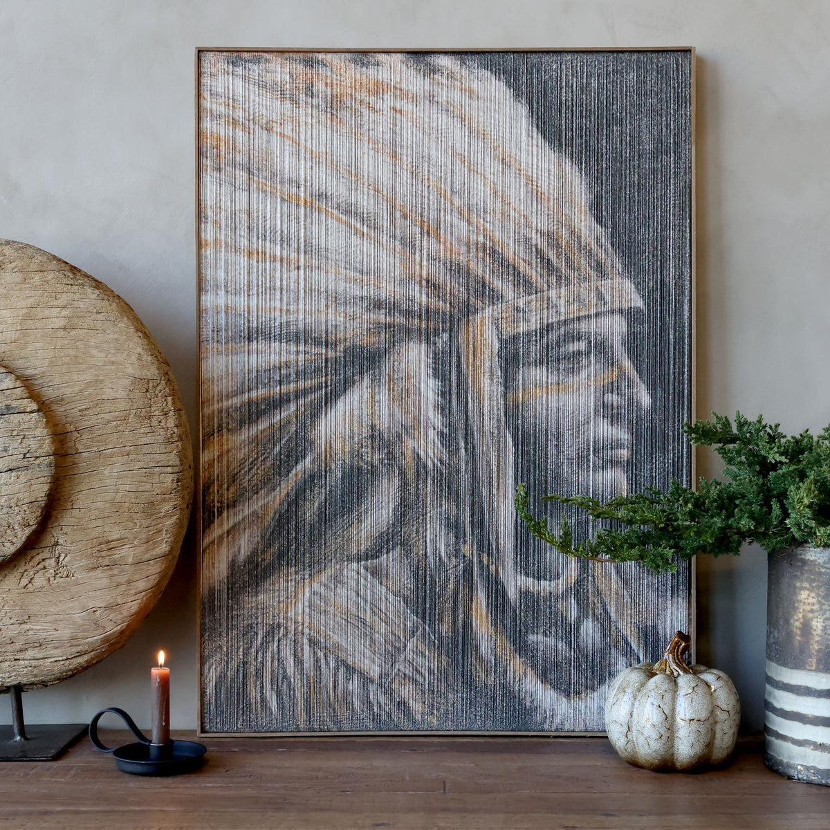 Bilderrahmen mit Häuptling-Motiv, 84x60 cm