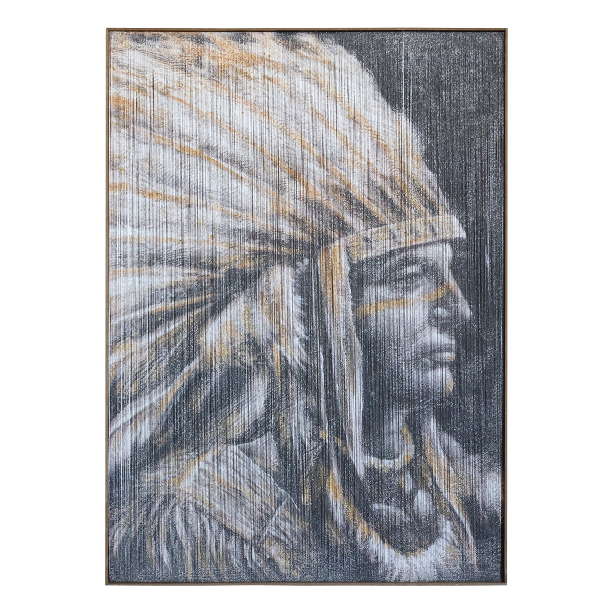 Bilderrahmen mit Häuptling-Motiv, 84x60 cm