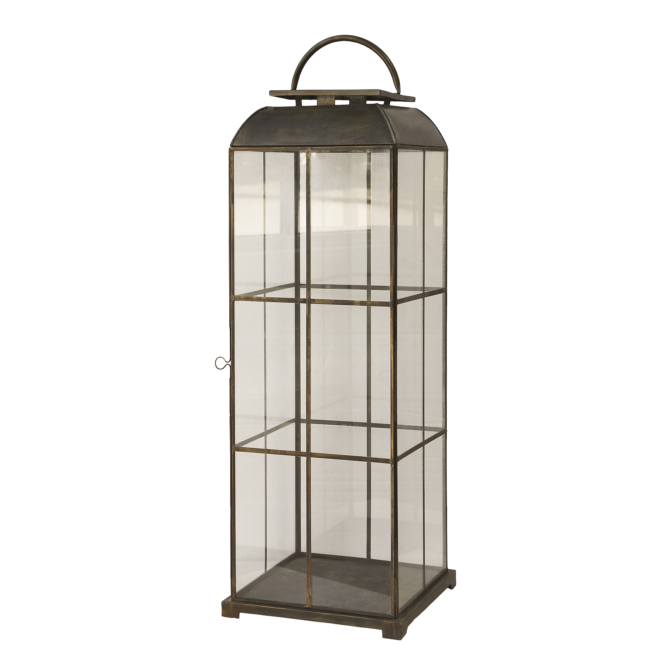 Lantern w. grid H80/L24/W24 cm antique brass