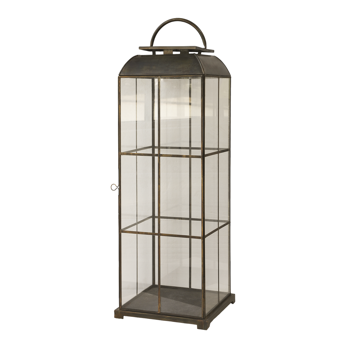 Laterne mit Gitter antique Messing 80 cm hoch