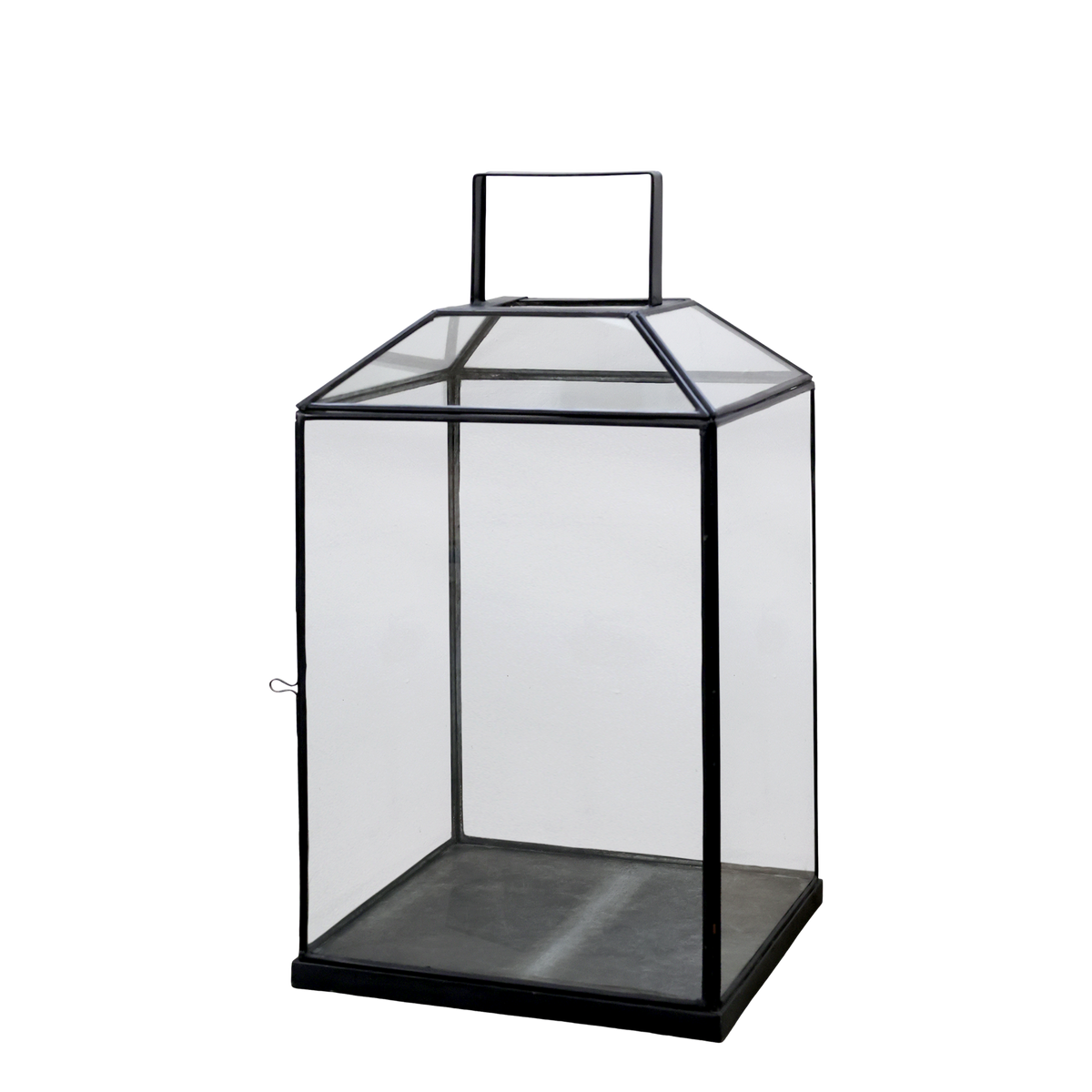 Laterne aus Glas und Eisen, 60 cm hoch, antique schwarz