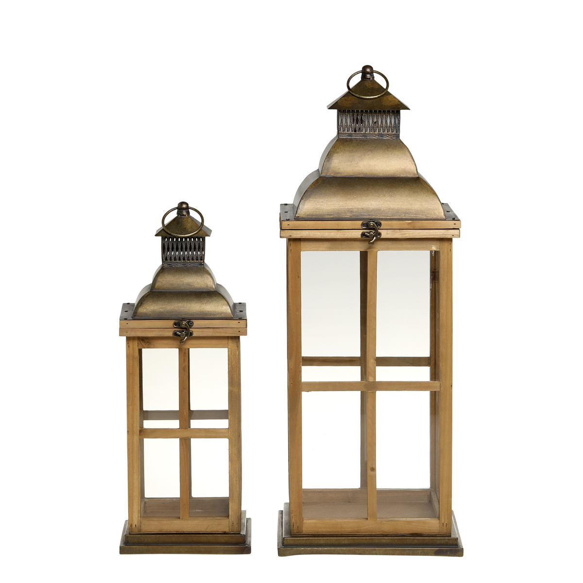 Laterne mit Dekor Set von 2 – natur, 67 cm hoch