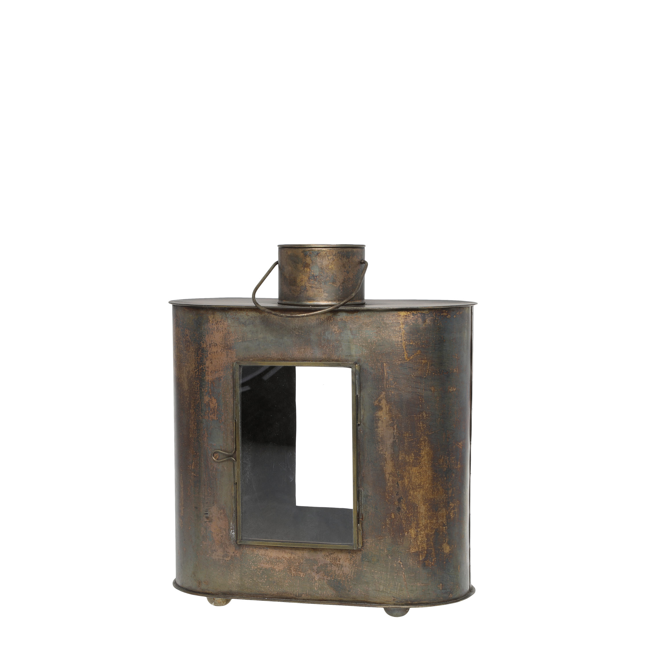Lantern H32/L28/W15 cm antique brass