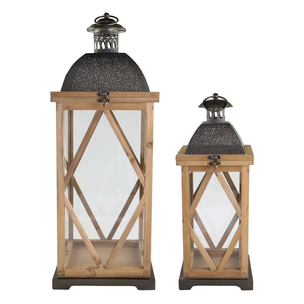 Laterne mit Dekor Set von 2 – 67 cm hoch, natur