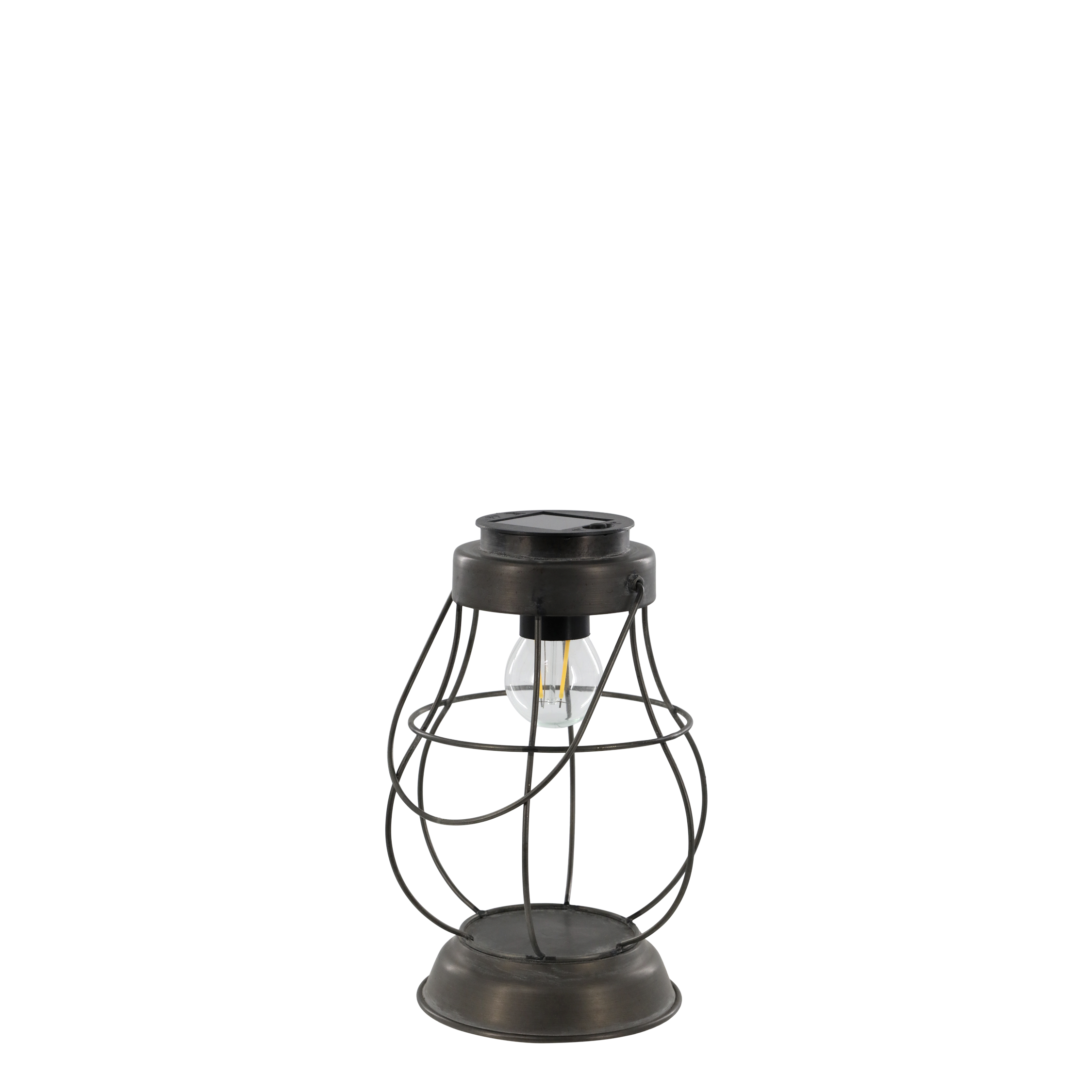 Solarlaterne mit LED-Glühbirne E27, antique zink, 22 cm hoch