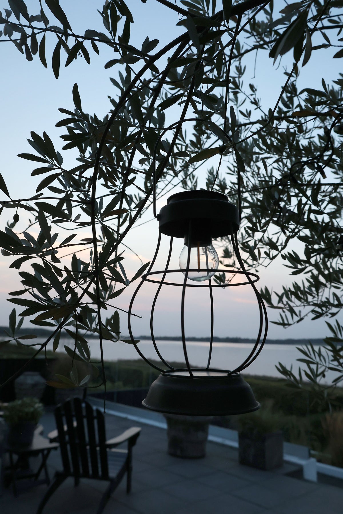 Solarlaterne mit LED-Glühbirne E27, antique zink, 22 cm hoch