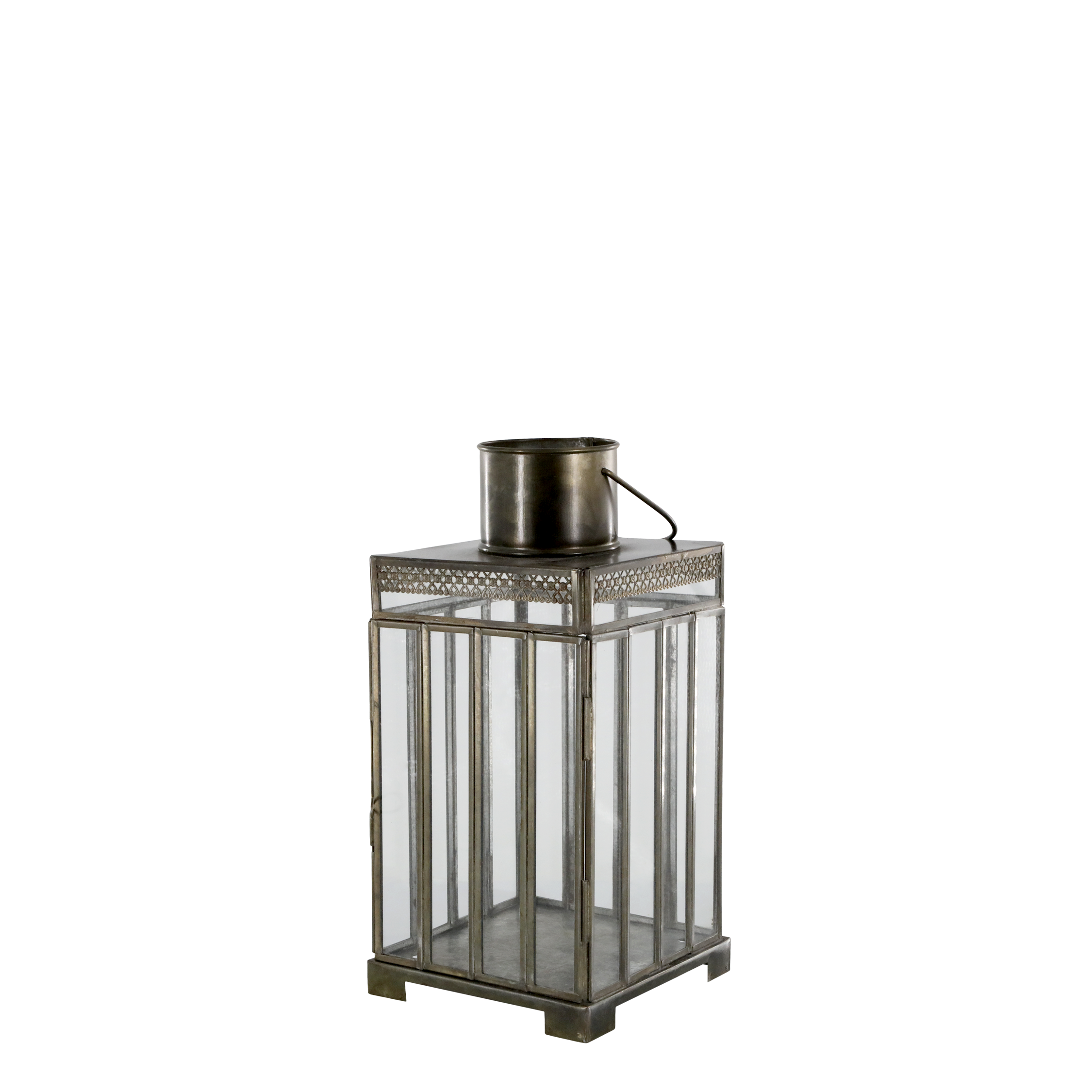 Lantern w. pattern H25.5/L14.5/W14.5 cm antique brass