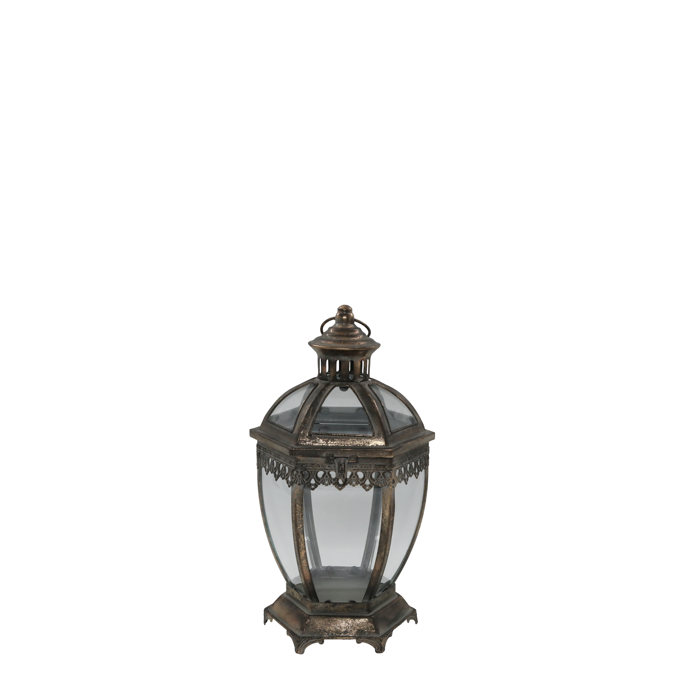 Laterne mit Dekor in Antique Gold – 40 cm hoch