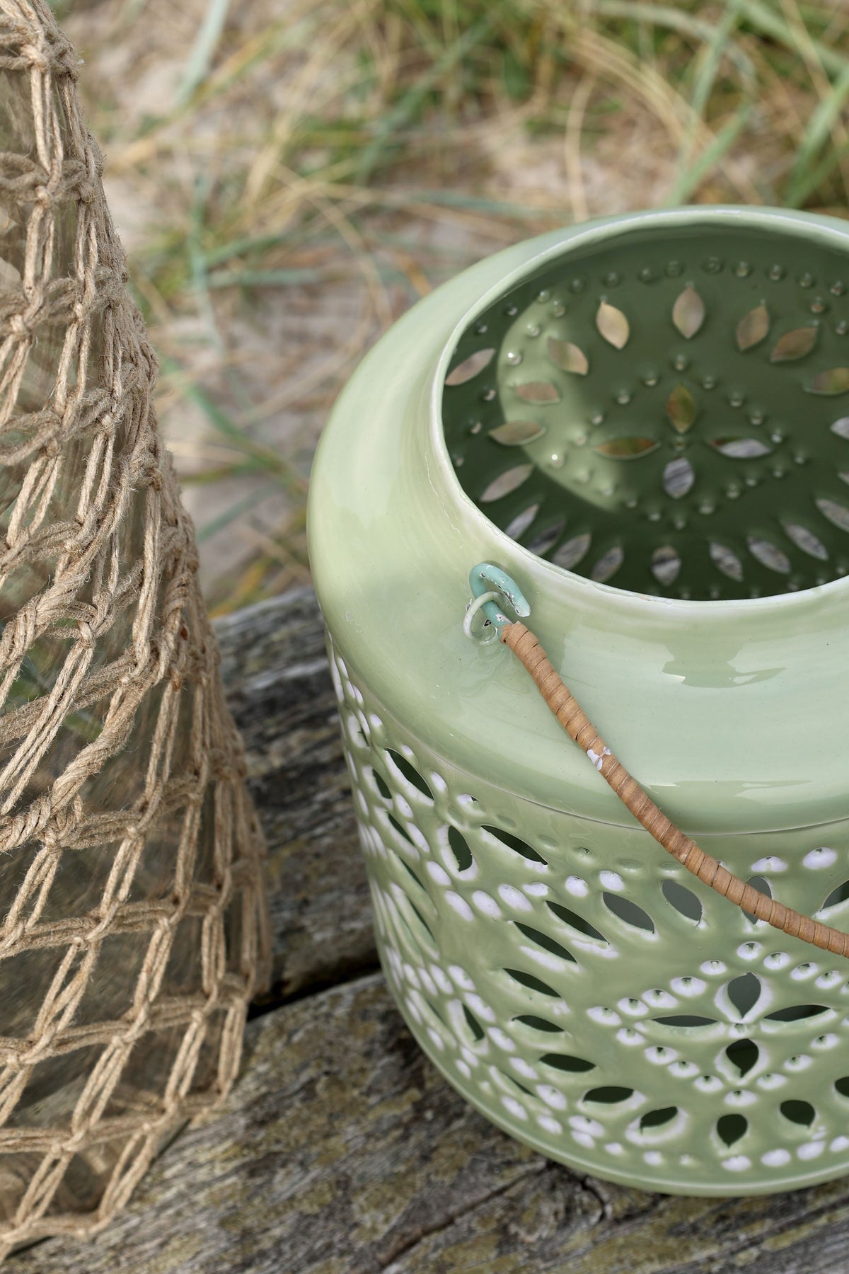 Windlicht mit Muster – Eisen, 24 cm hoch