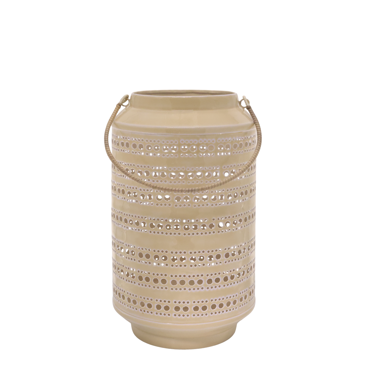 Windlicht mit Muster, 30 cm hoch, creme