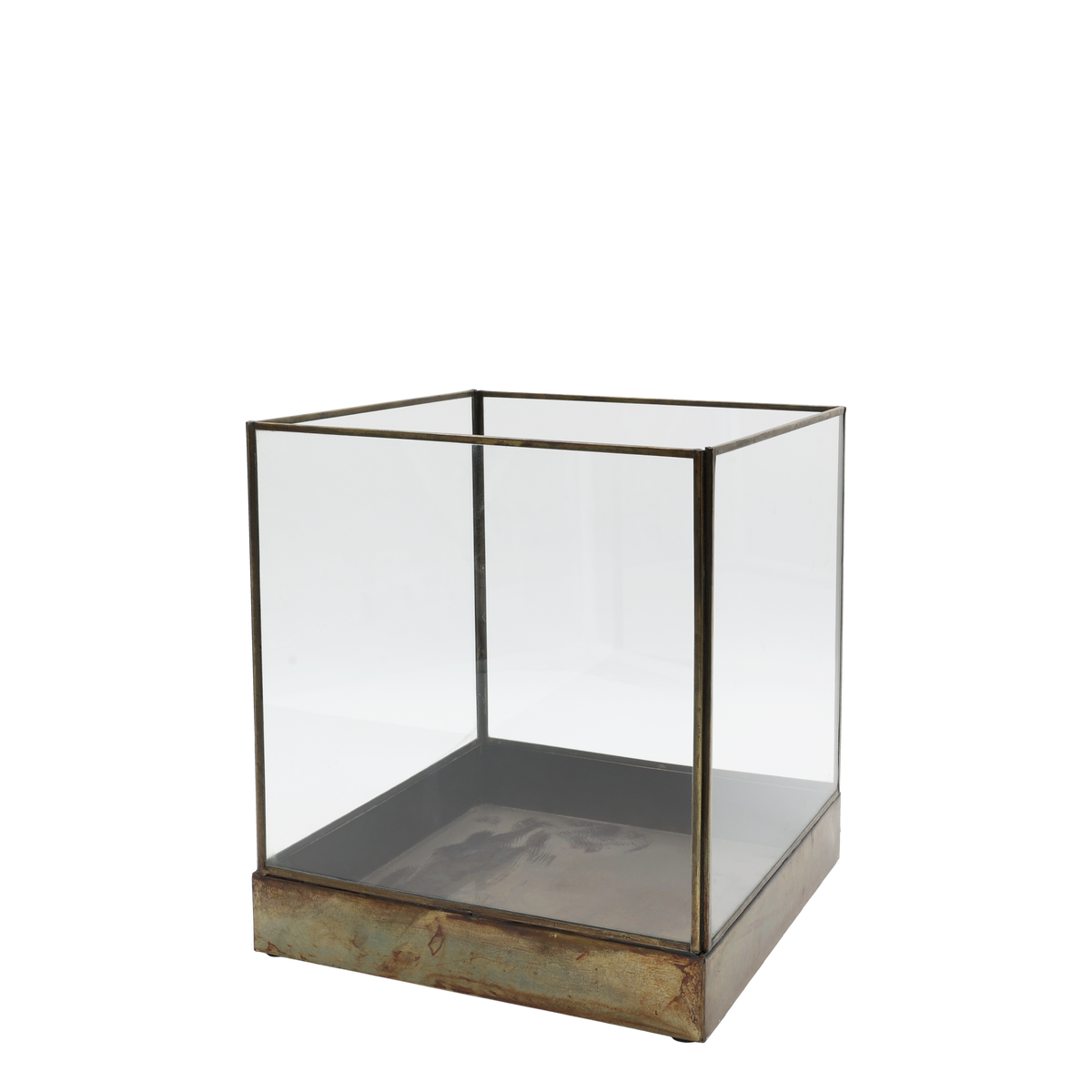Laterne für Kerzen aus Glas und Eisen, 29 cm hoch