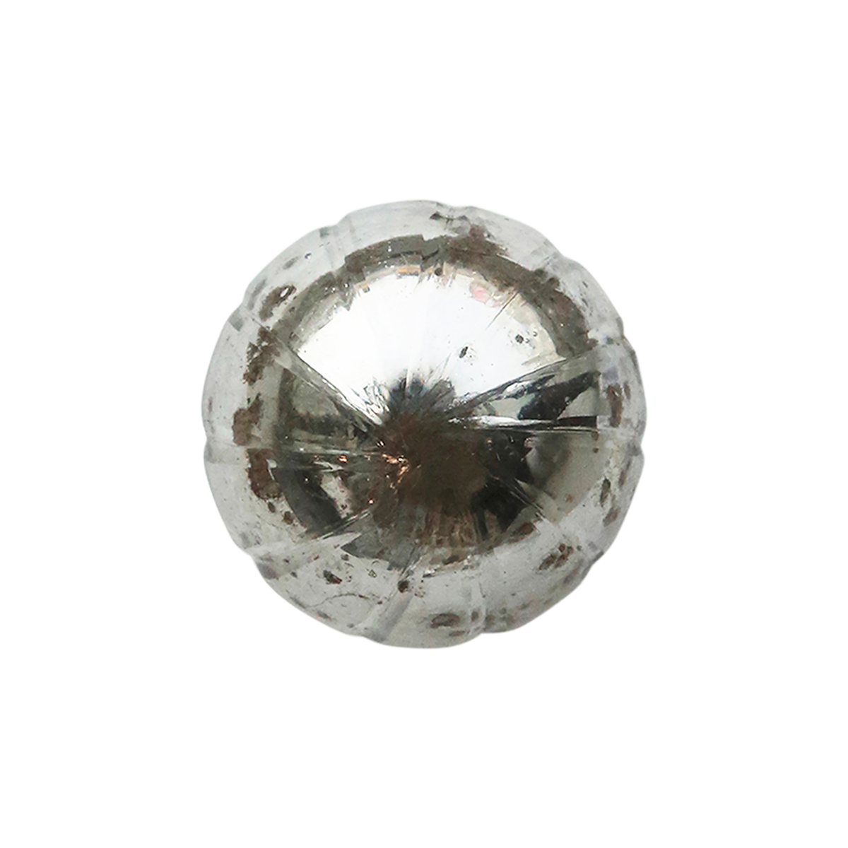 Handgemachter Griff aus Glas und Eisen, Silber, 3 cm