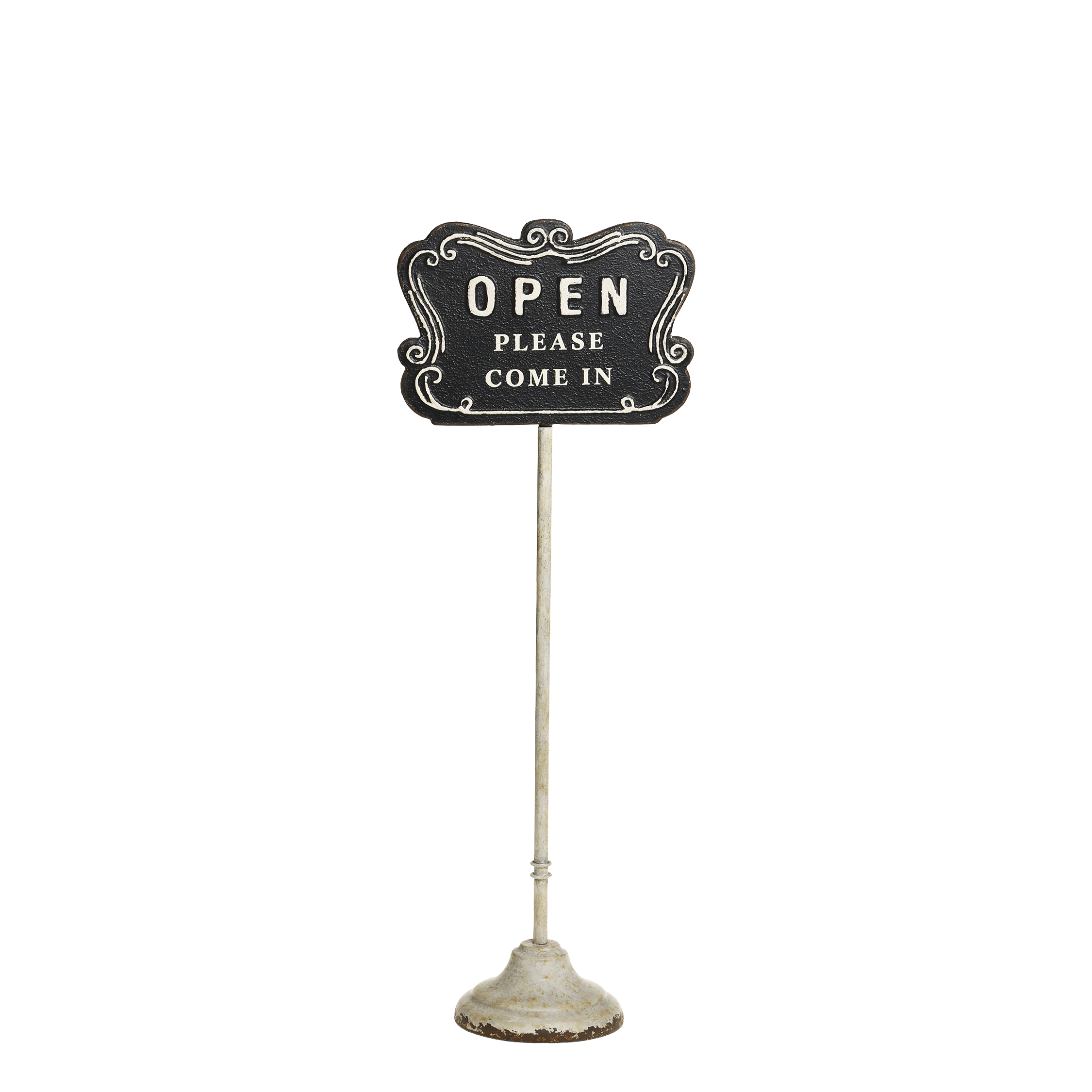 Sign "open/closed" on foot H70.5/L25.5/W15 cm antique cream