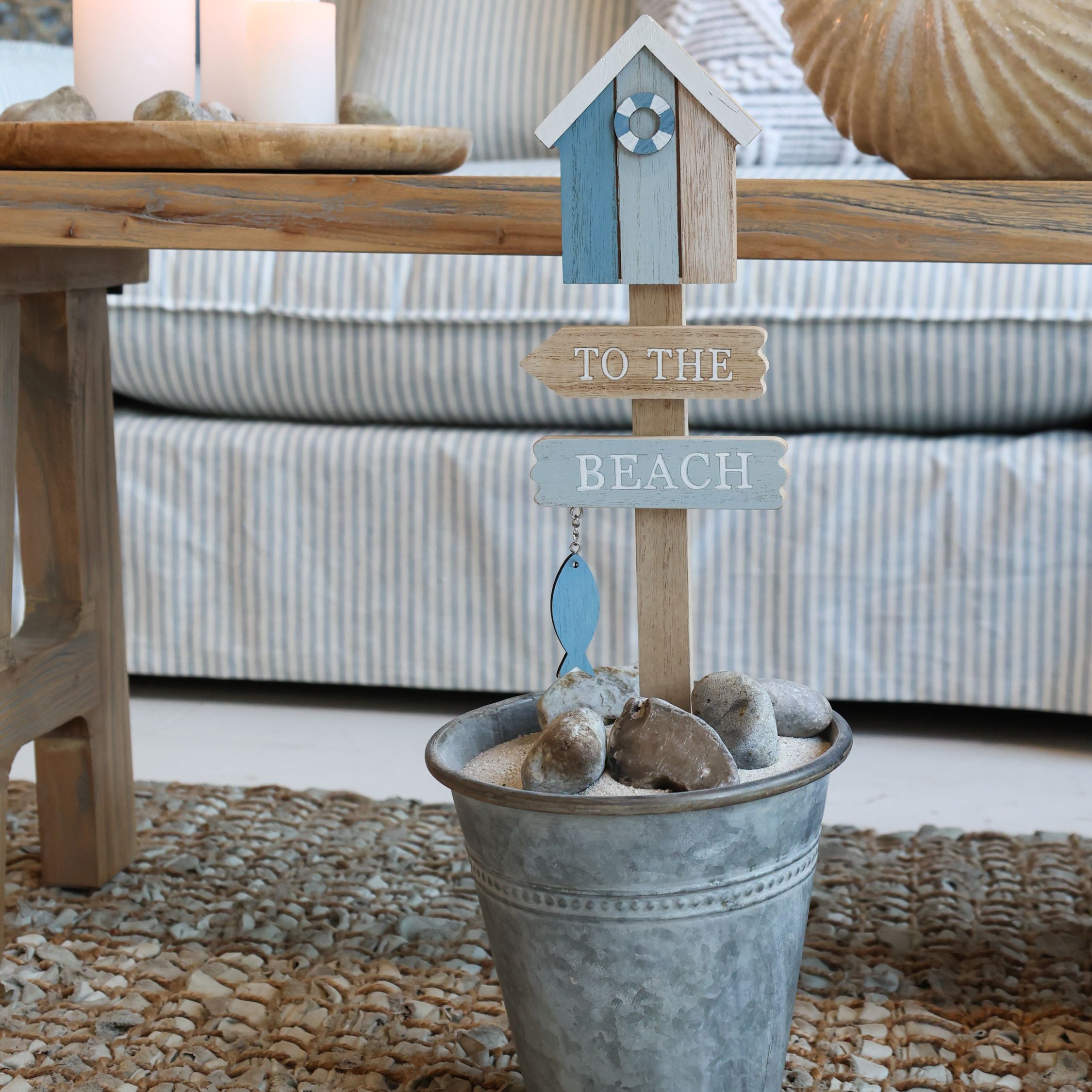 Schild To the Beach aus Holz, 40 cm hoch, ocean