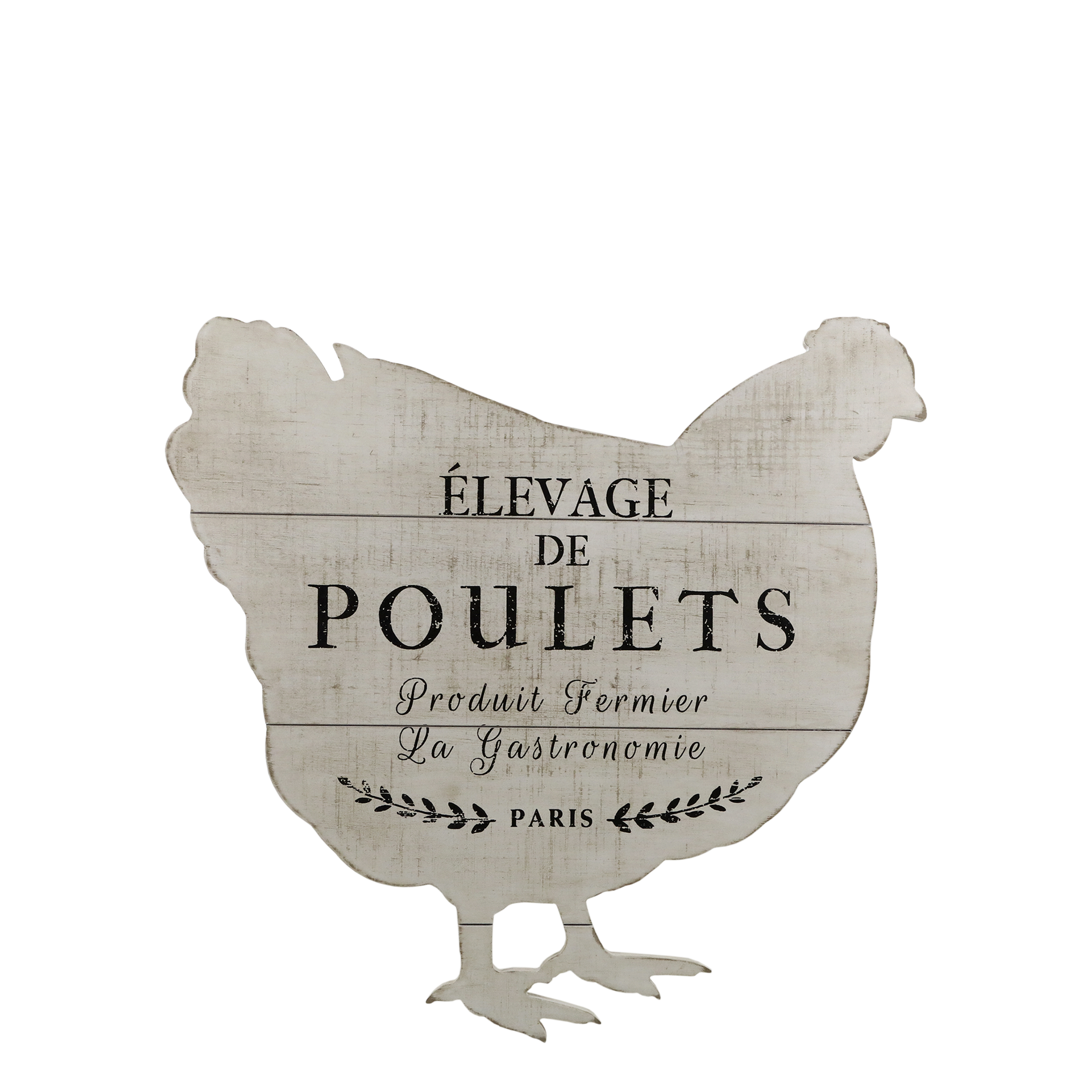 Schild Poulets aus Kiefernholz, 43 cm, creme