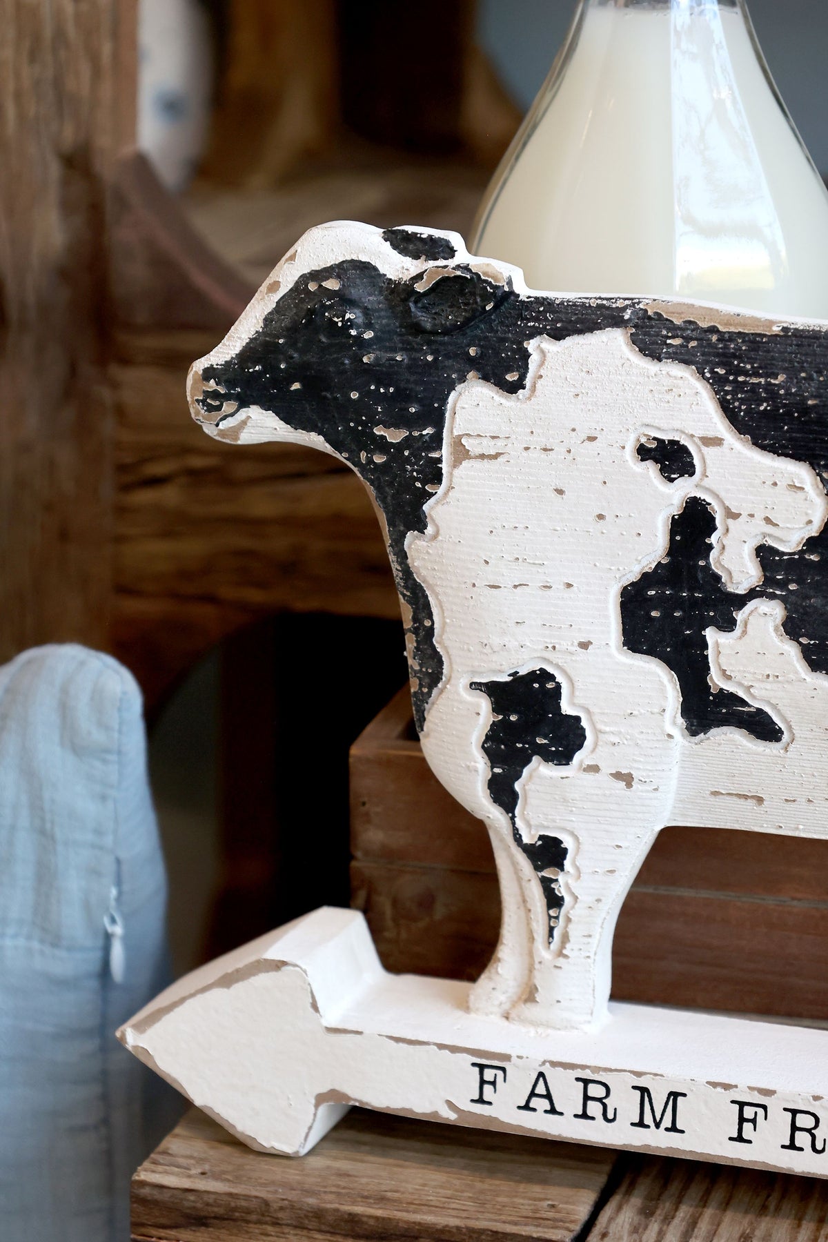 Kuh-Figur mit Text aus MDF, 20 cm hoch