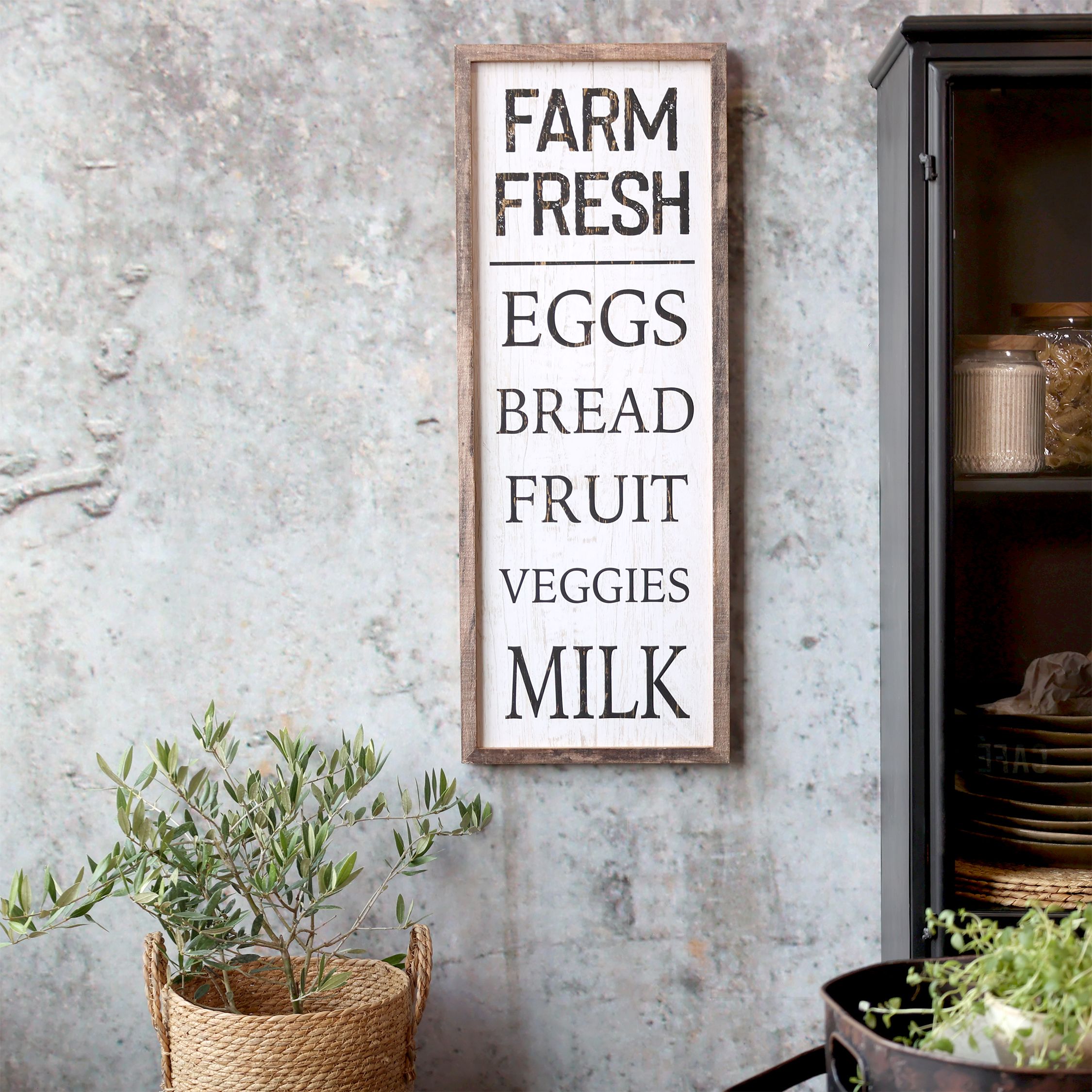 Schild Farm Fresh aus Tannenholz und Eisen, 81,5 cm hoch
